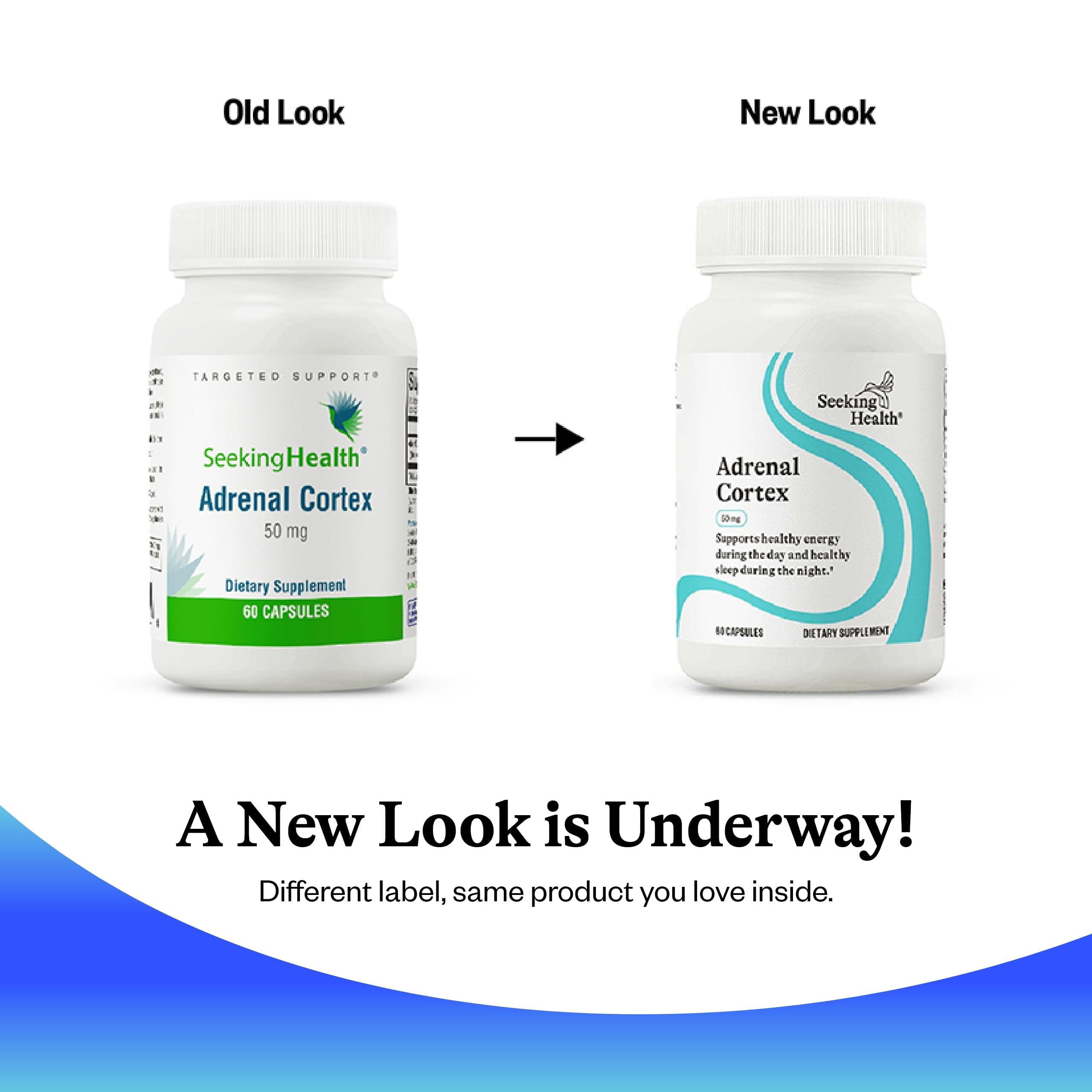 Seeking Health Adrenal Cortex - capsules rondes, prise pratique matin et soir.