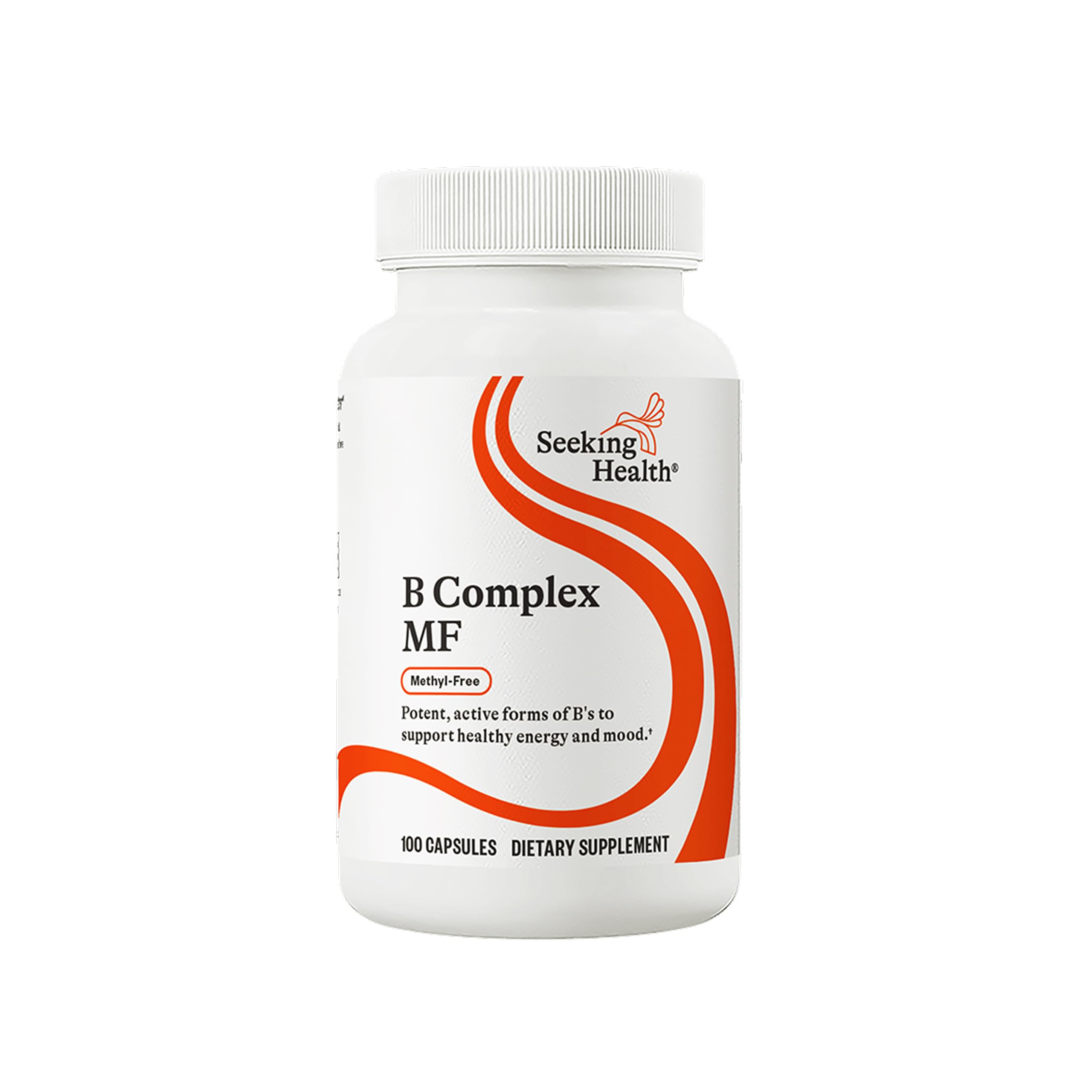Bouteille Seeking Health B Complex MF prête à être utilisée, pratique et compacte.