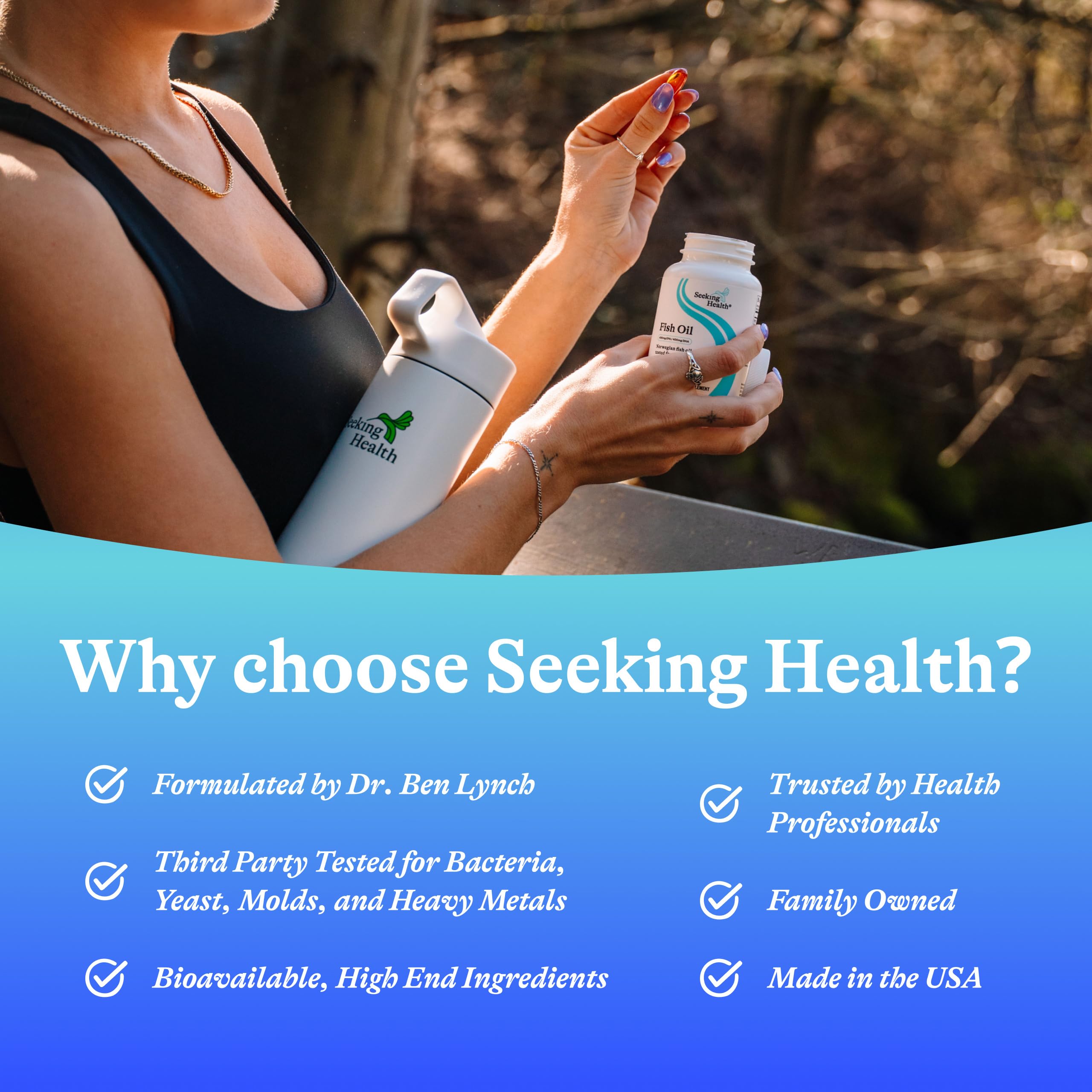 Contrôles qualité rigoureux chez Seeking Health, ingrédients vérifiés.