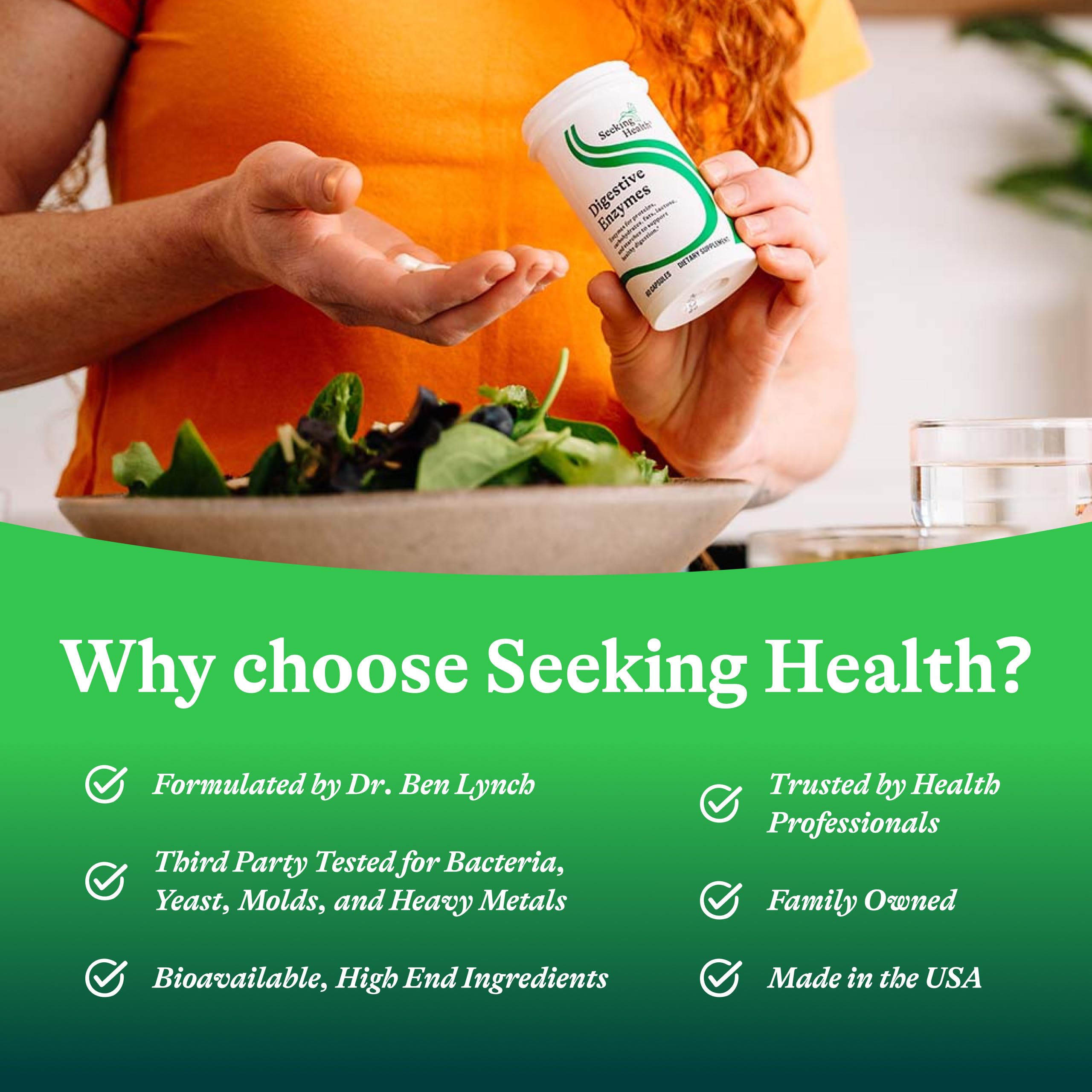 Capsules végétariennes Seeking Health Digestive Enzymes, faciles à prendre pour votre routine