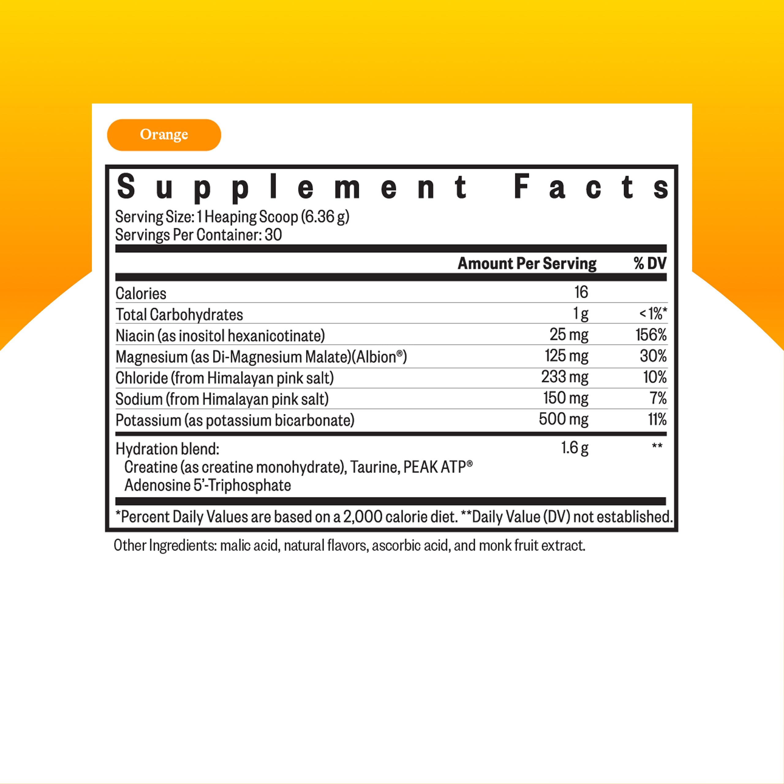 Sachet mesure Seeking Health Électrolyte Orange facilitant une préparation rapide.