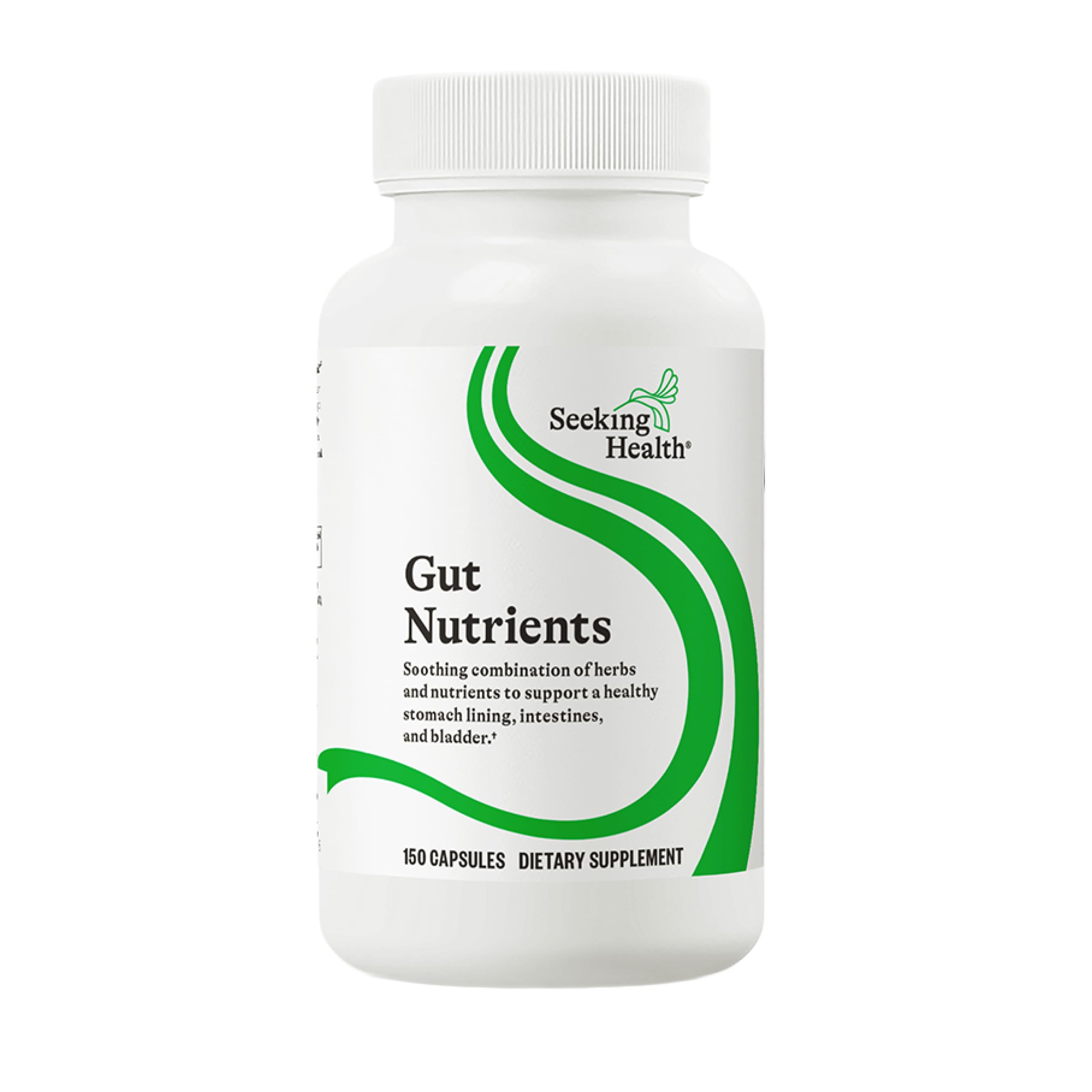 Flacon Seeking Health Gut Nutrients – capsules faciles à prendre, soutien digestif vegan.