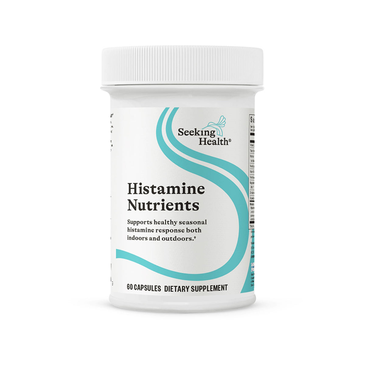Bouteille Seeking Health Histamine Nutrients prête pour le soutien saisonnier.