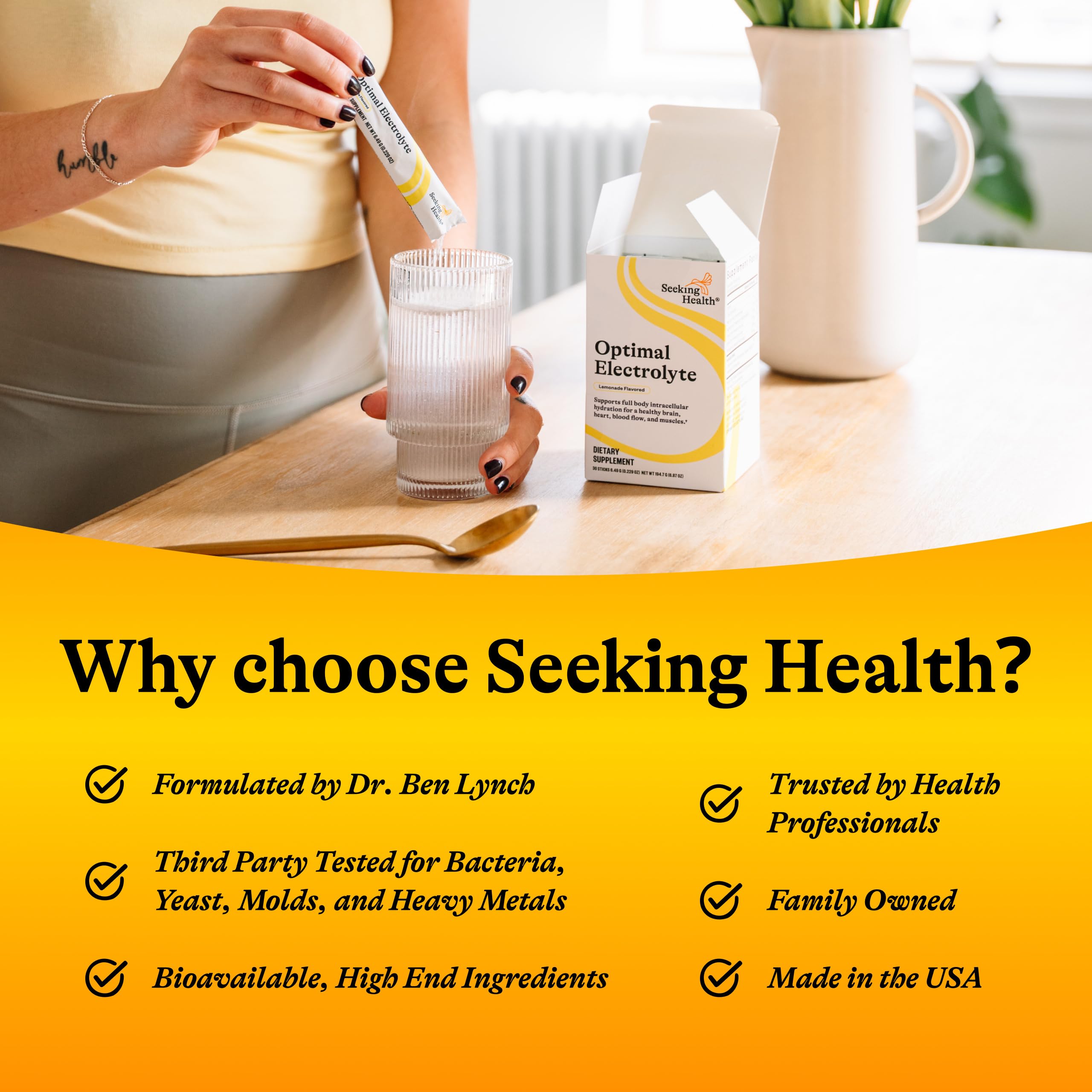 Hydratation quotidienne avec Seeking Health – soutien pendant les activités physiques.