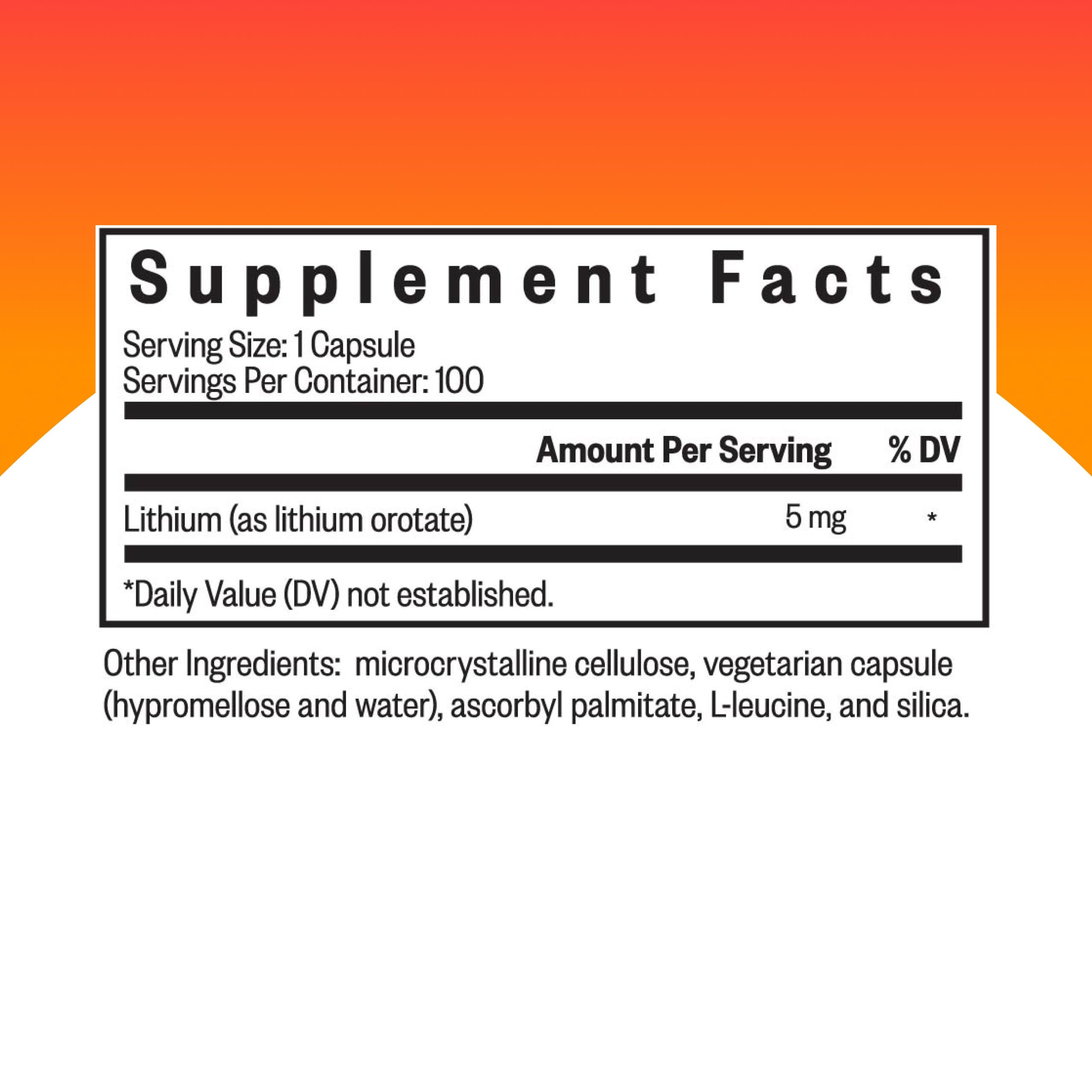 Seeking Health Lithium Orotate – capsules visibles, absorption potentiellement améliorée.