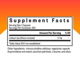 Seeking Health Lithium Orotate – capsules visibles, absorption potentiellement améliorée.