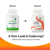 Seeking Health Lithium Orotate – fiche produit lisible, conseils d'utilisation accessibles.