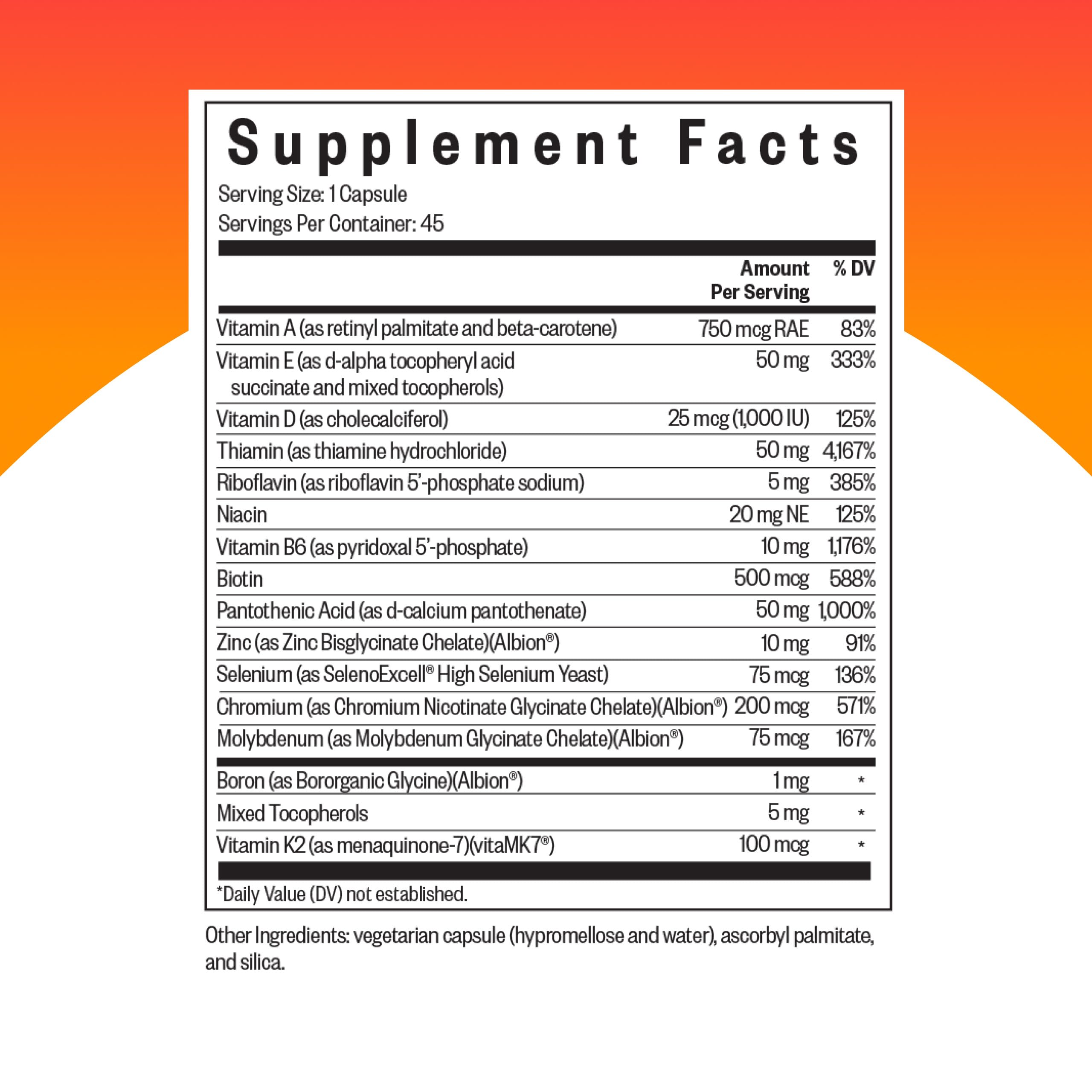Seeking Health Multivitamine One Sensitive – capsules faciles à avaler, complément végétarien