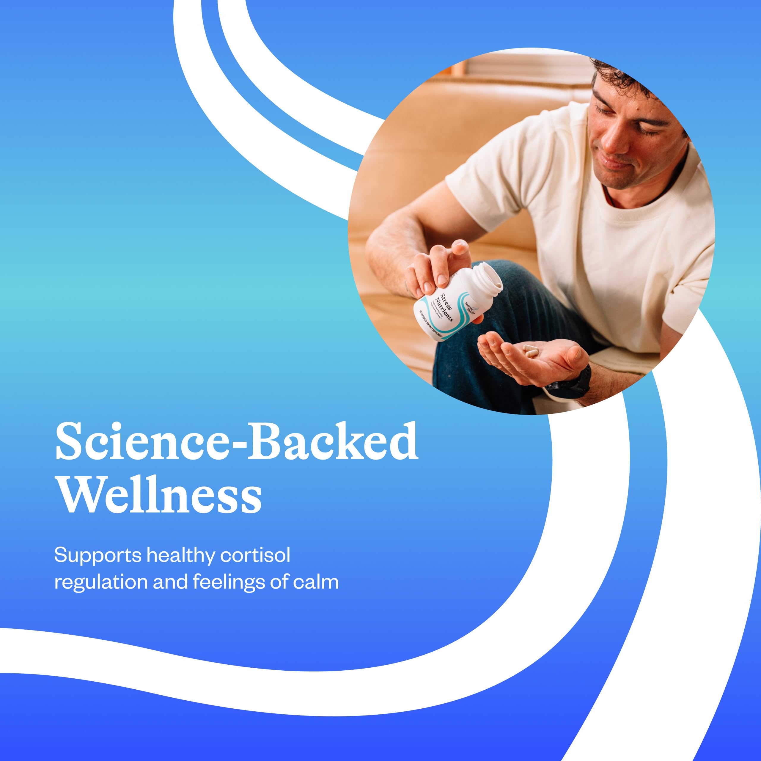 Adaptogènes inclus: ashwagandha, rhodiola et ginseng dans la formule Nutriments Anti-Stress.
