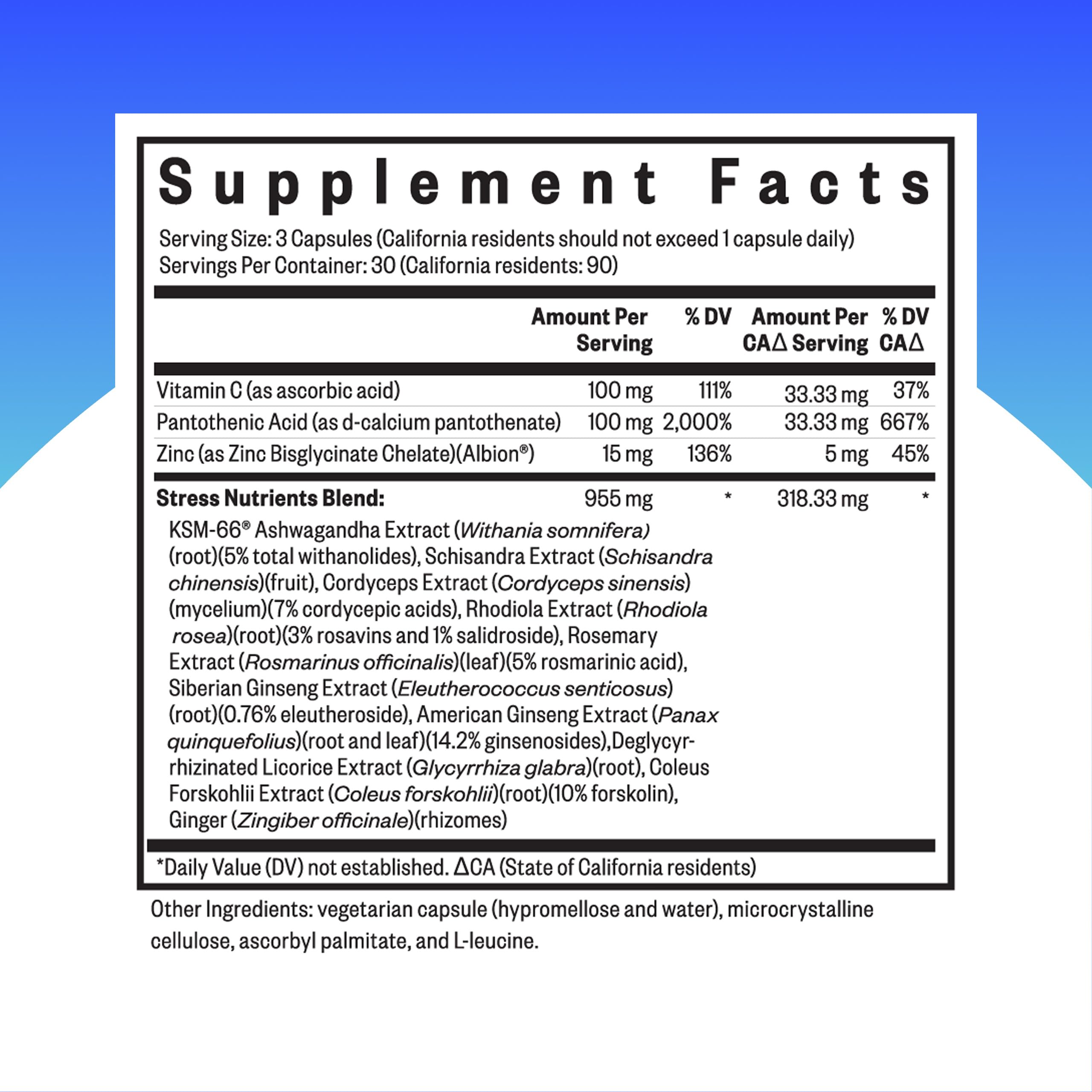 Capsules Nutriments Anti-Stress Seeking Health faciles à avaler pour le soutien quotidien.