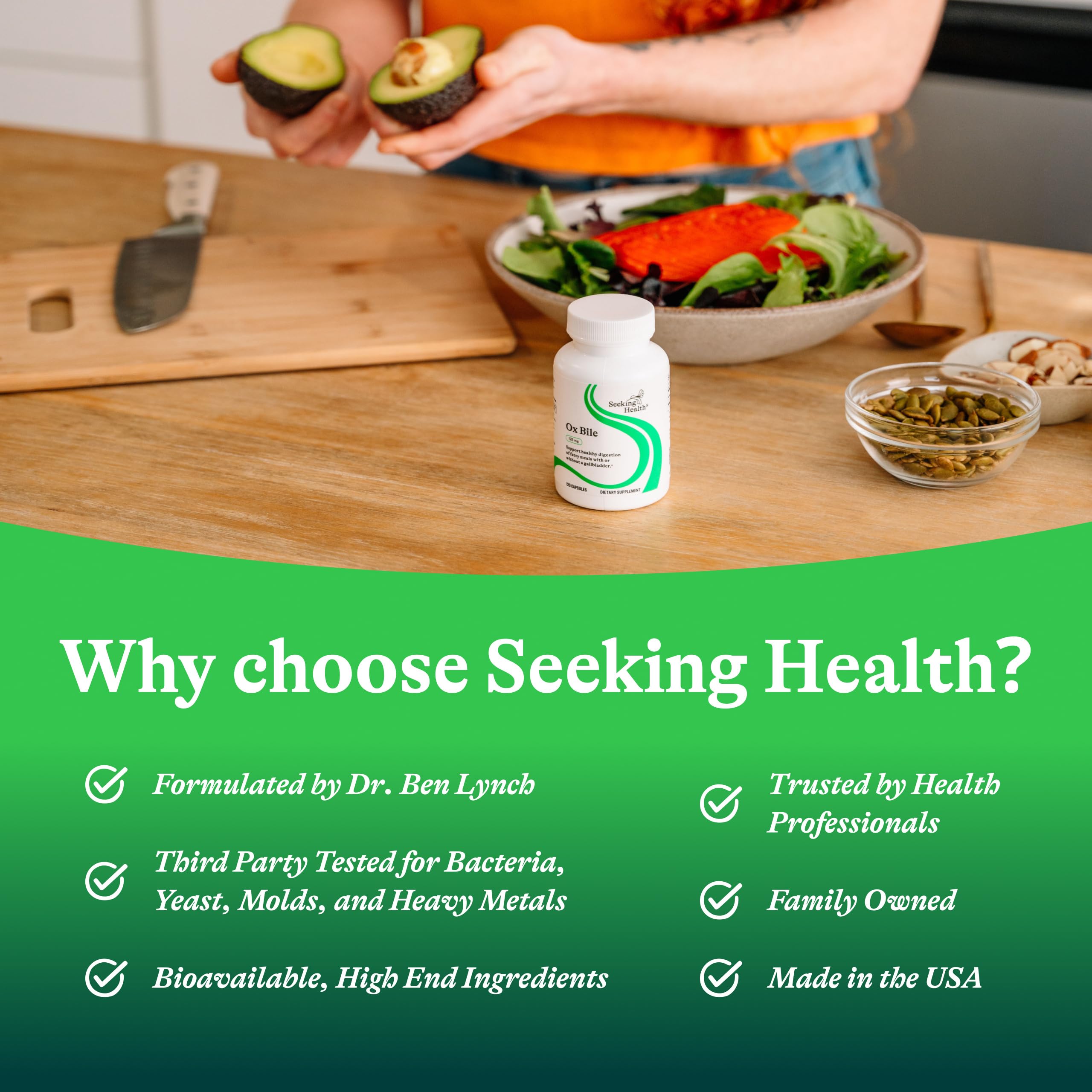 Seeking Health Ox Bile 125 allergenes – produit sans allergenes majeurs.