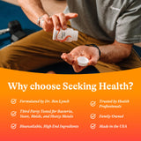 Étiquette Seeking Health PQQ: traçabilité et assurance qualité visibles.
