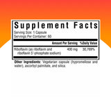Seeking Health Riboflavine: capsules visibles pour le soutien des fonctions génétiques MTHFR et MAOA.