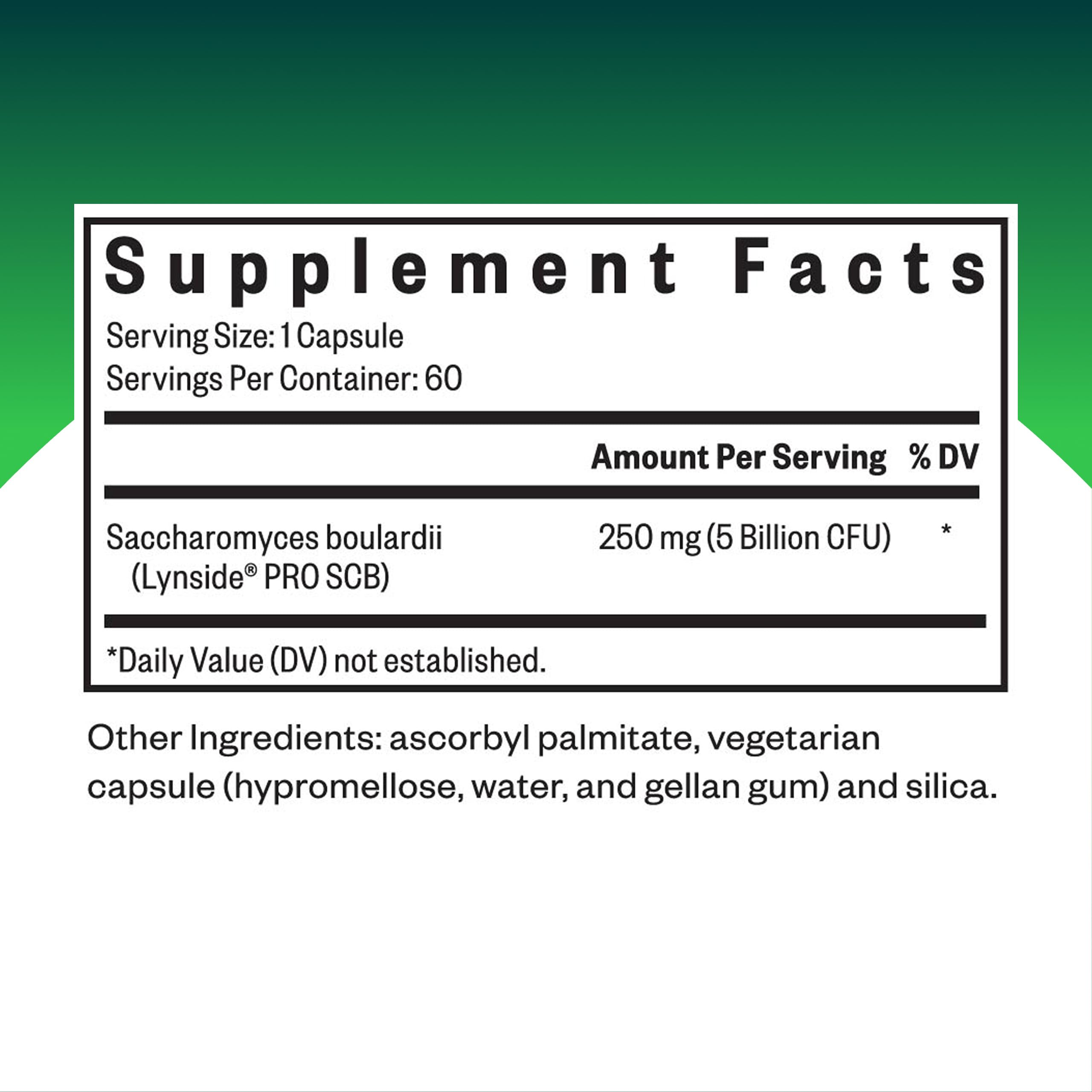 Seeking Health Saccharomyces boulardii, capsules digestives, favorisent l'absorption et le tonus intestinal.