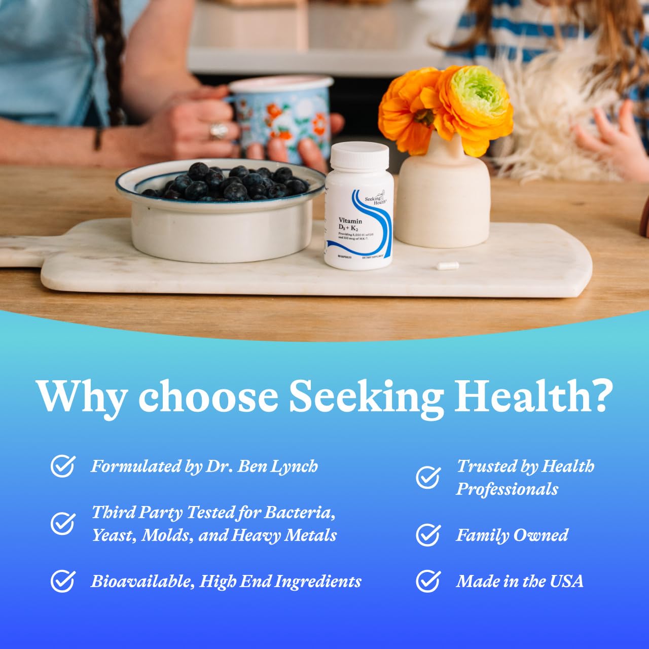 Seeking Health produit sans allergènes, sécurité et pureté.
