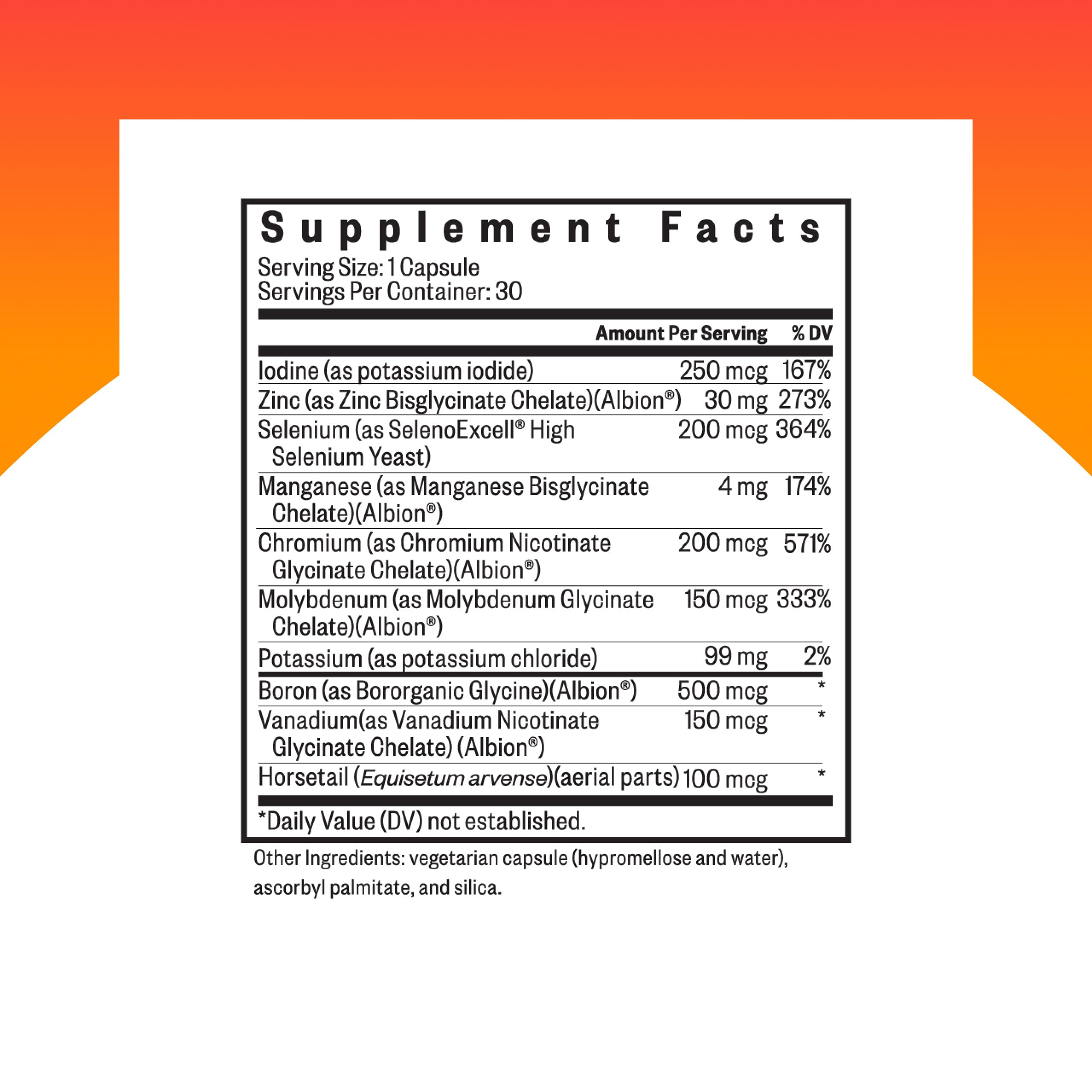 Capsules Seeking Health Trace Minerals Complex II faciles à avaler pour soutenir énergie et vitalité.