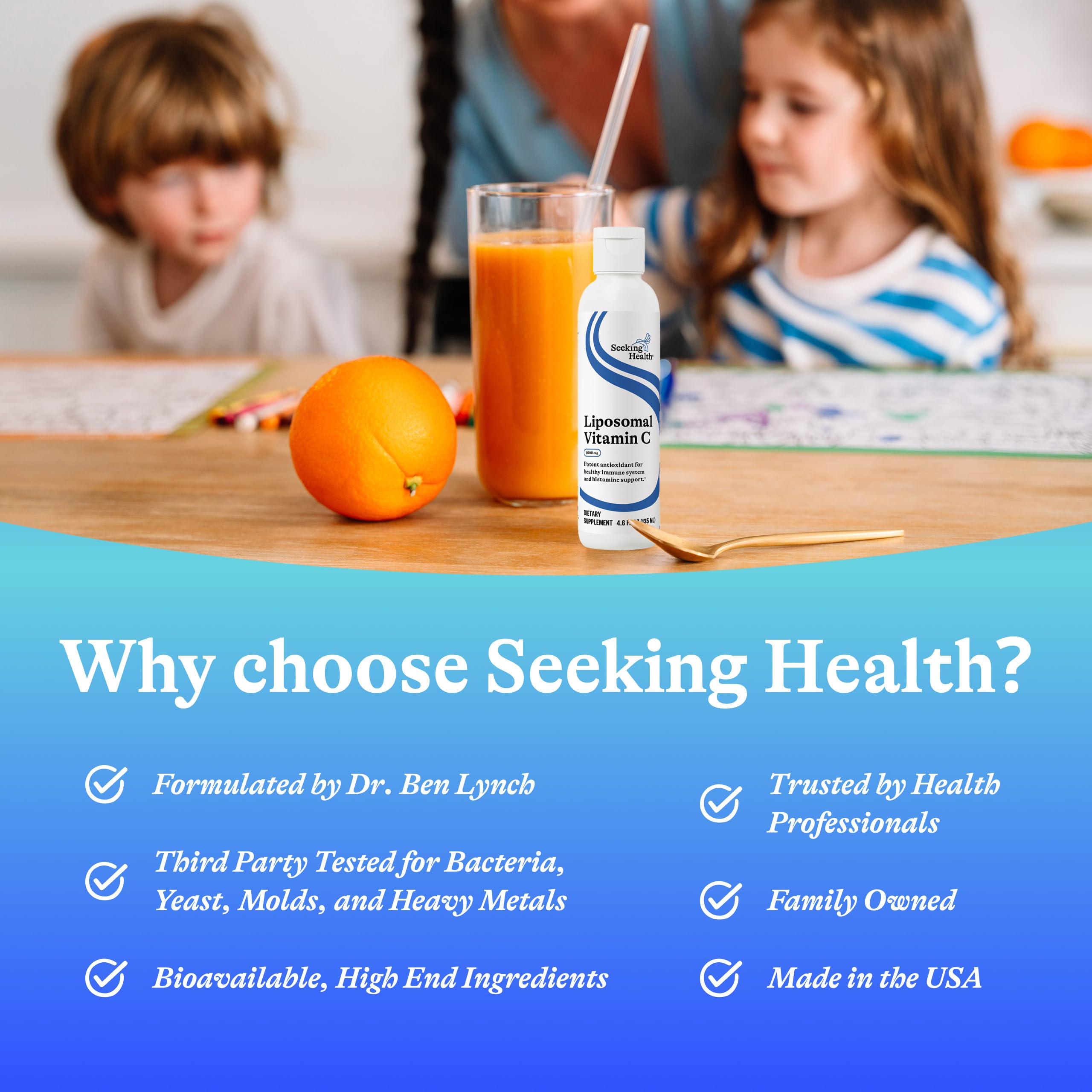 Seeking Health Vitamine C liposomale citron zeste, flacon pratique : sécurité et qualité en routine.