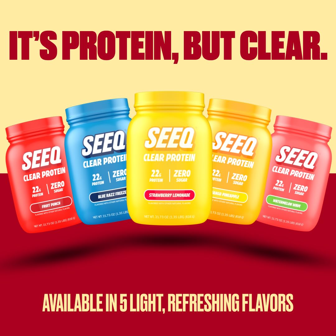 SEEQ Clear Whey Isolate, dose de 22 g de protéines, utile après l'effort.