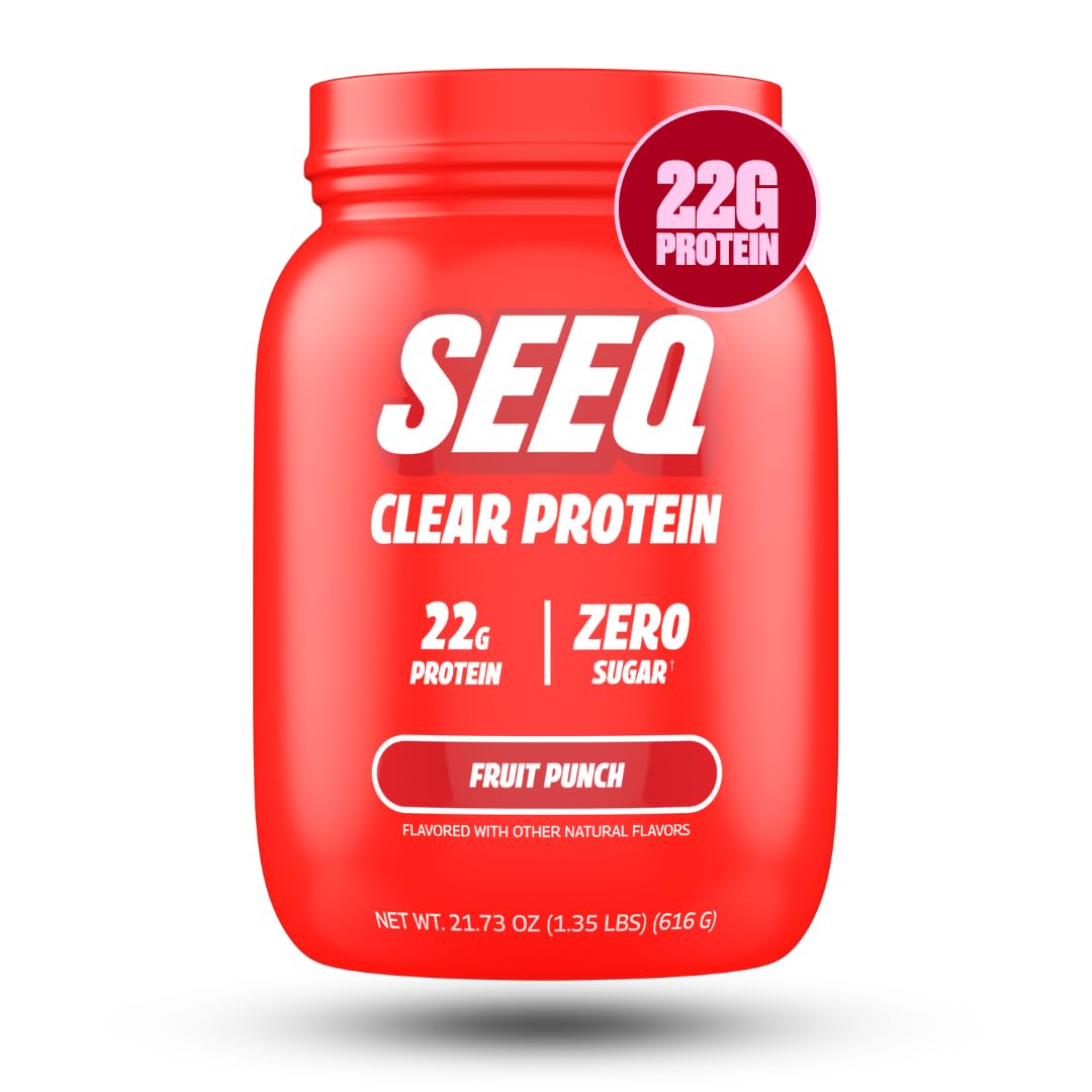 SEEQ Clear Whey Isolate Fruit Punch – bouteille prête pour hydratation après l'entraînement.