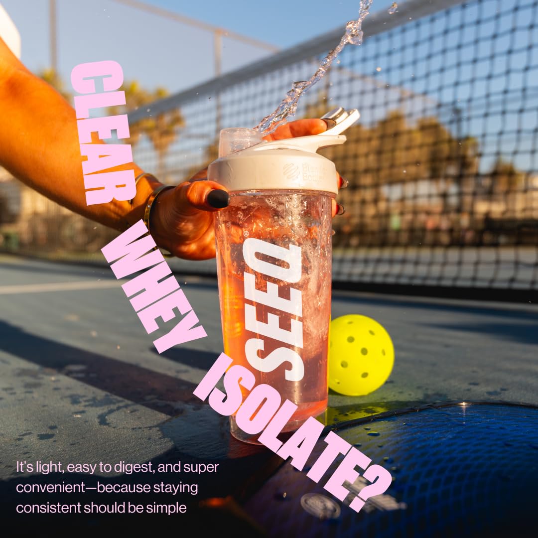 SEEQ Clear Whey Isolate Fruit Punch – doseur intégré pour mesurer 22 g de protéines.