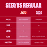 SEEQ Clear Whey Isolate Fruit Punch – gobelet transparent révélant une boisson rafraîchissante.