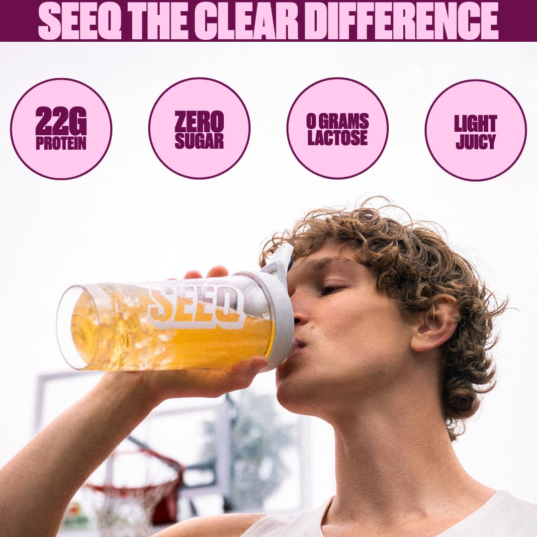 SEEQ Clear Whey Isolate Fruit Punch – shaker pratique pour mélanger rapidement après le sport.