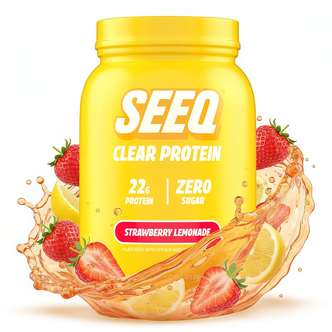 SEEQ Clear Whey Isolate, poudre fraise-citronnade, parfaite pour une collation légère après l'effort.