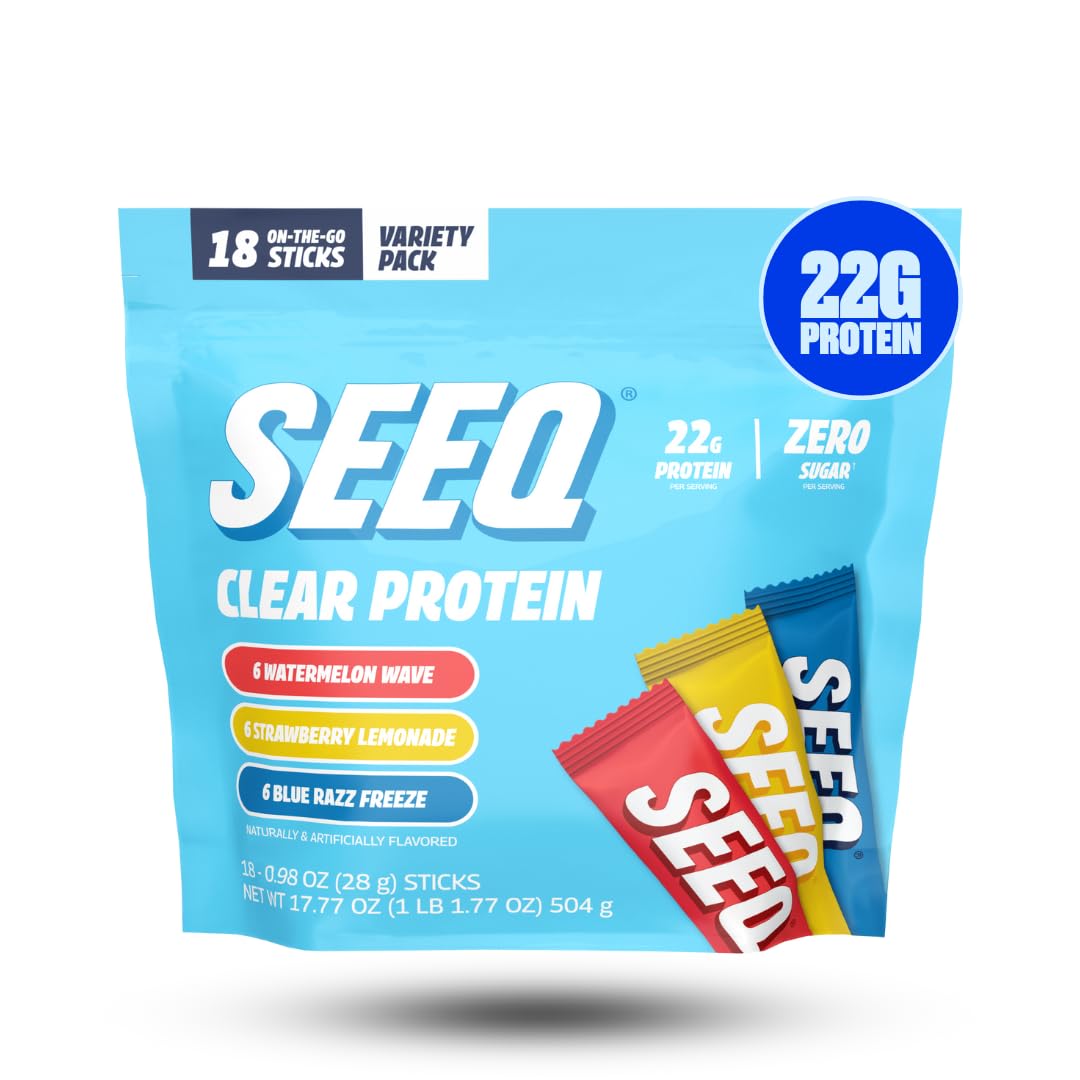 Seeq Protéine Claire – sachets 18 paquets, pratique à emporter après l'entraînement.