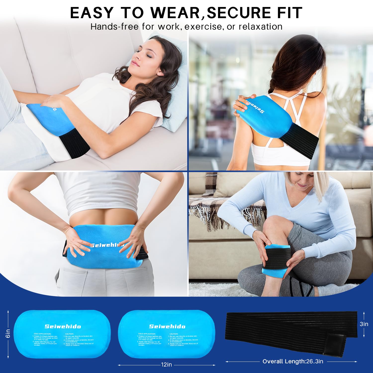 SEIWEHIDO gel-pack flexible, s'adapte au corps pour un confort durable.