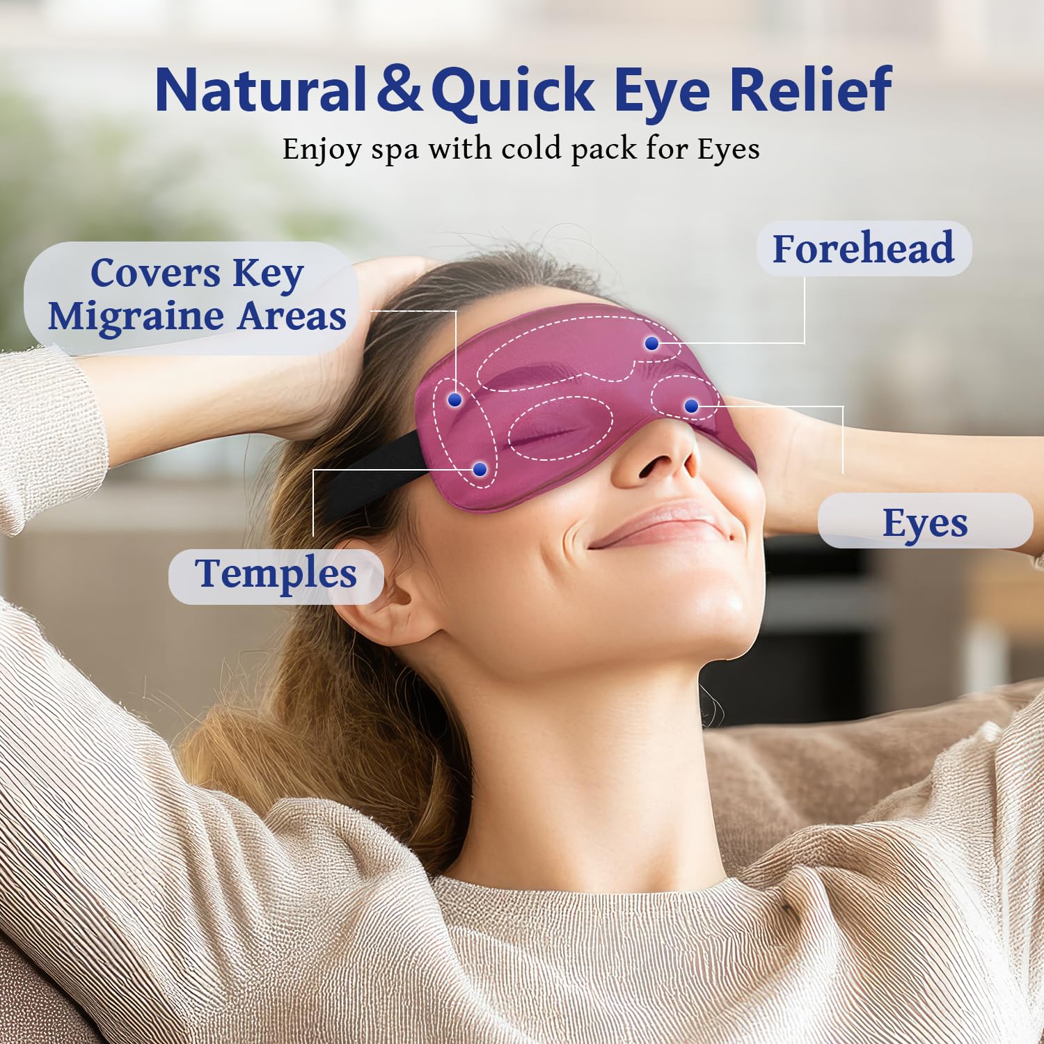 SEIWEHIDO masque yeux bandeau elastique reglable, ajustement confortable durant le sommeil