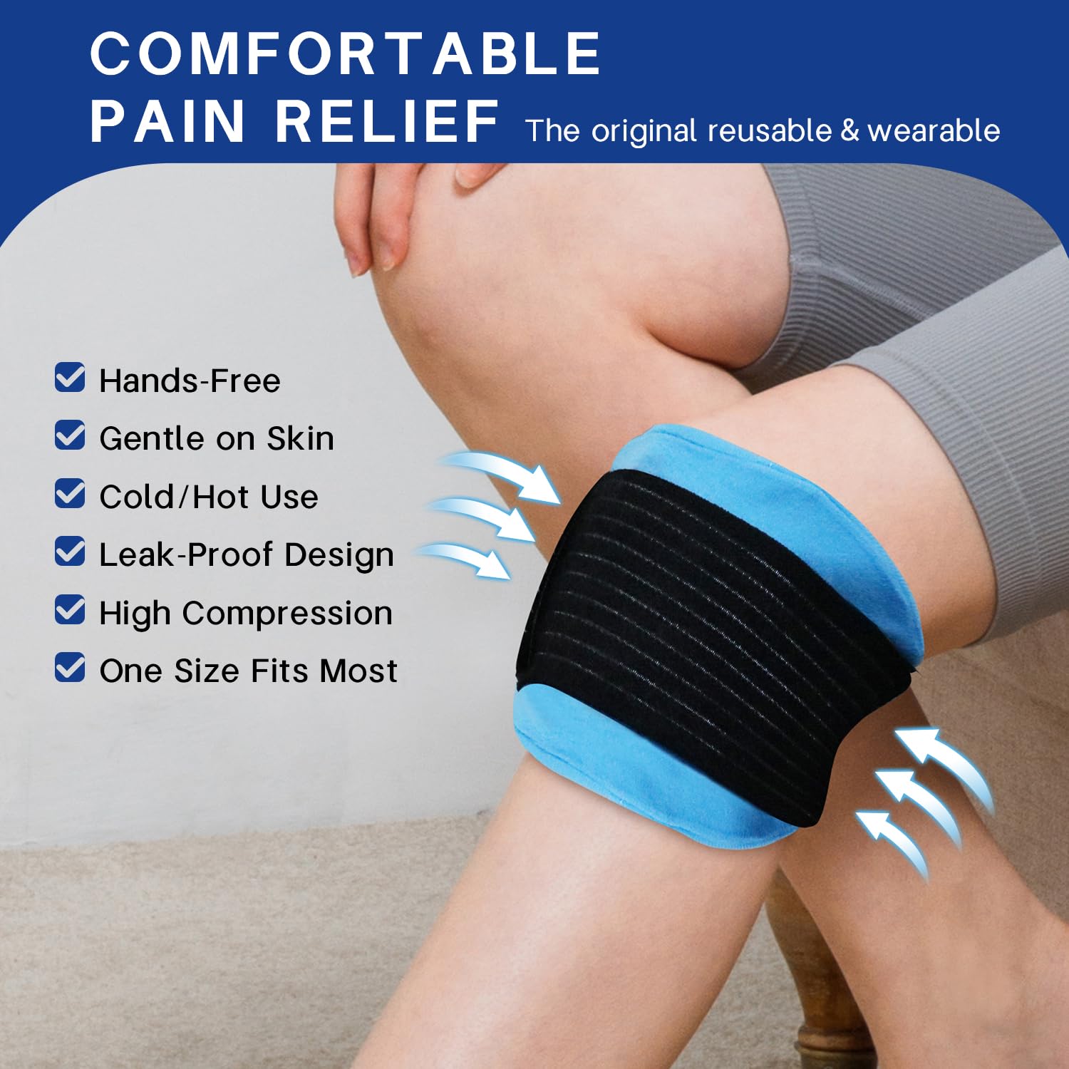 SEIWEHIDO sangle avec fermeture auto-agrippante bleu pour maintien mains libres.