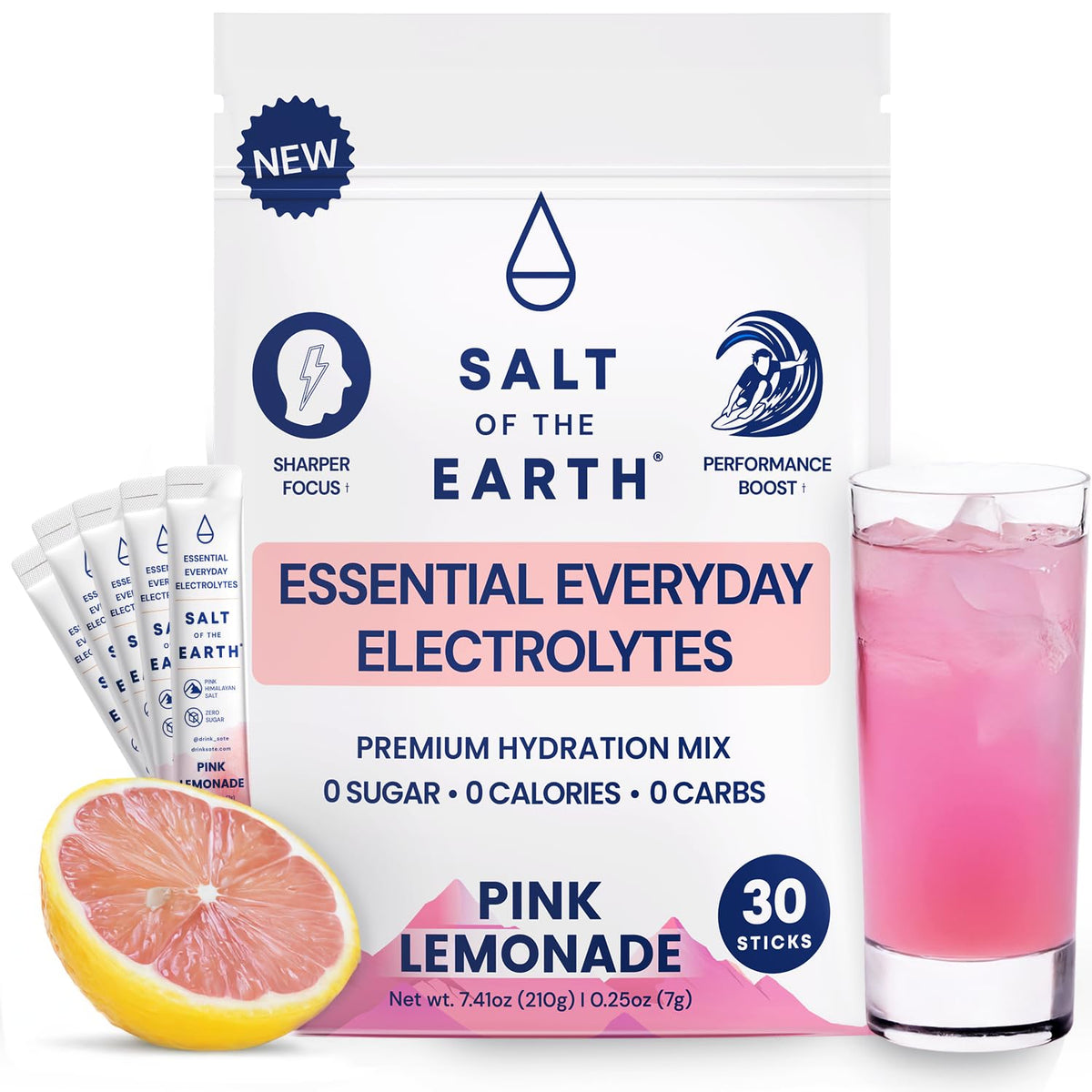 Sel de la Terre: pochette d'électrolyte rose citron pour hydratation efficace