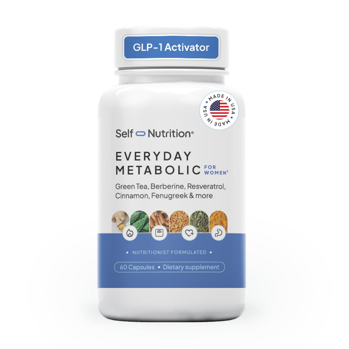 SELF NUTRITION GLP-1 Berberine en bouteille favorisant le contrôle de l'appétit.
