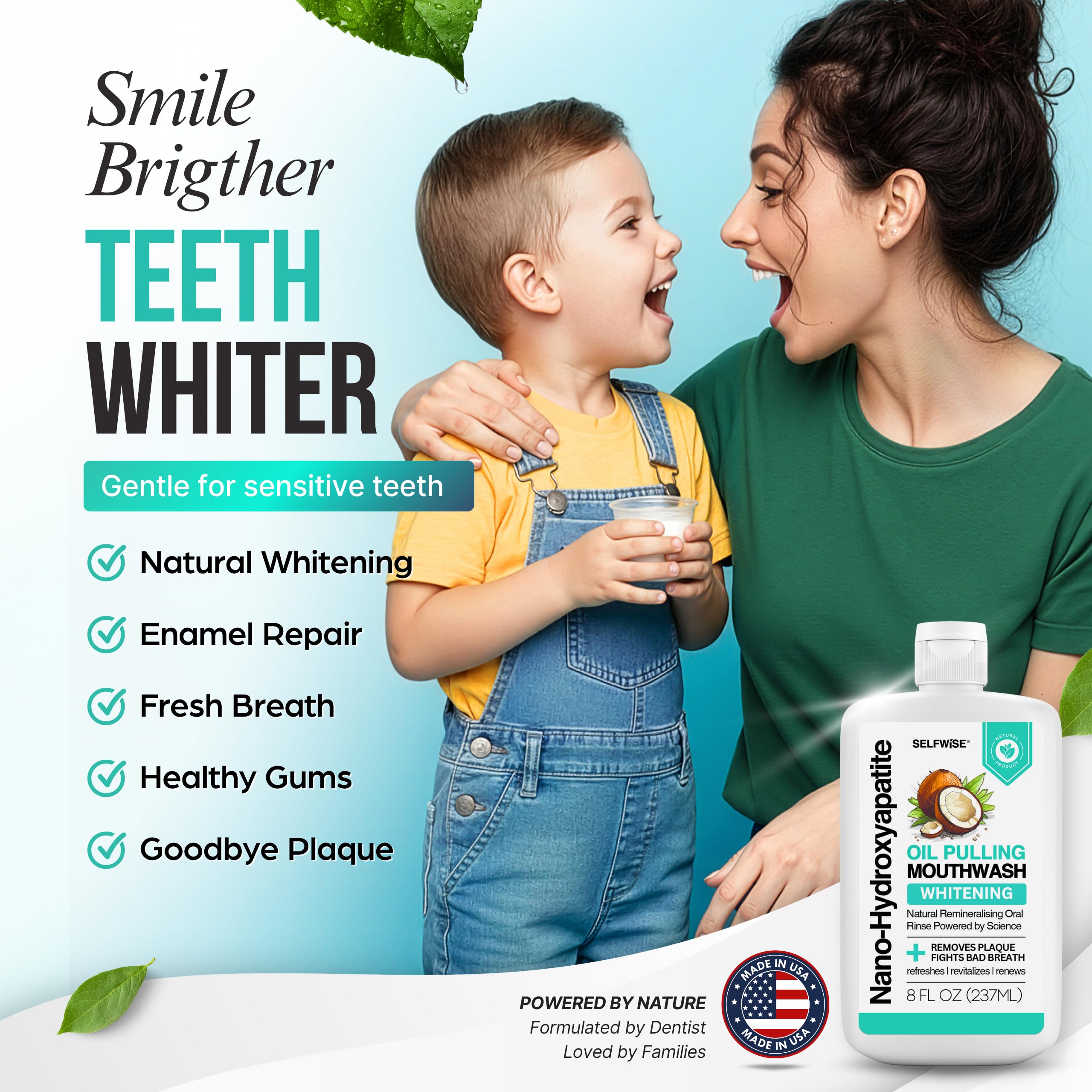 SELFWISE ingrédients naturels sans fluorure ni alcool, formulation douce