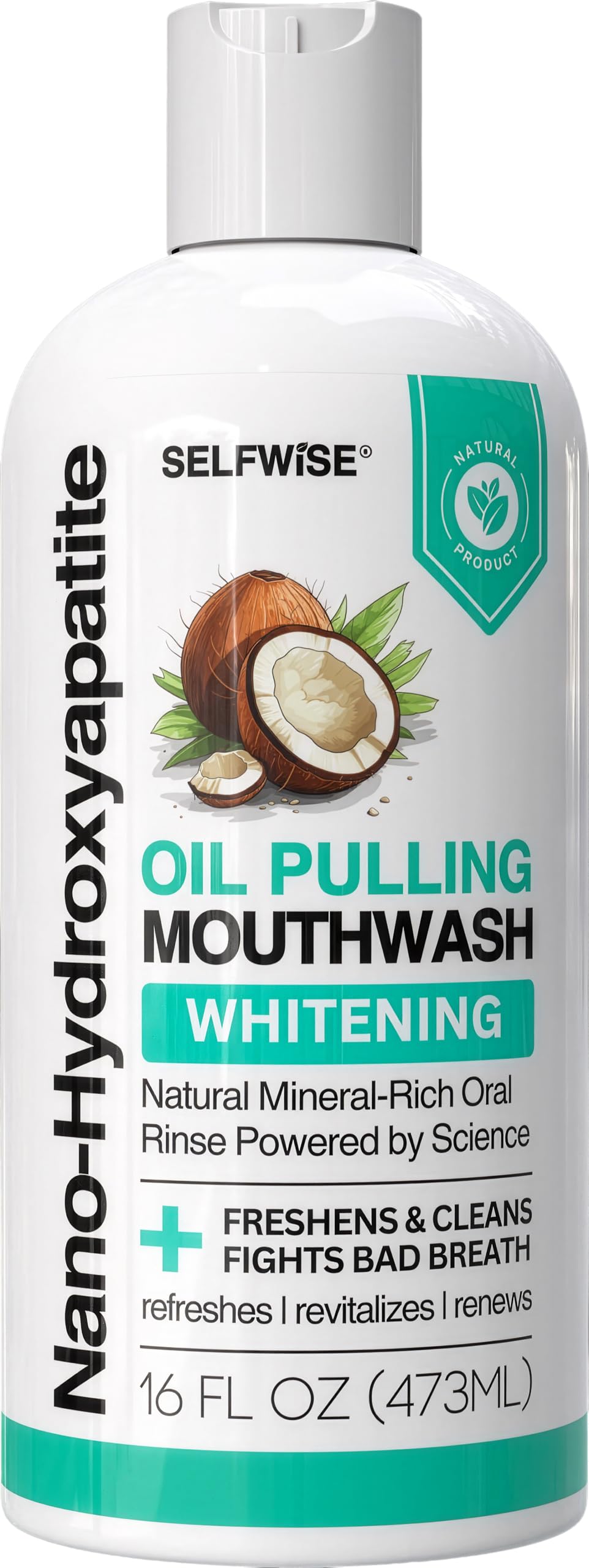 SELFWISE Nano-Hydroxyapatite huile pulling bouteille : soin quotidien des dents et gencives