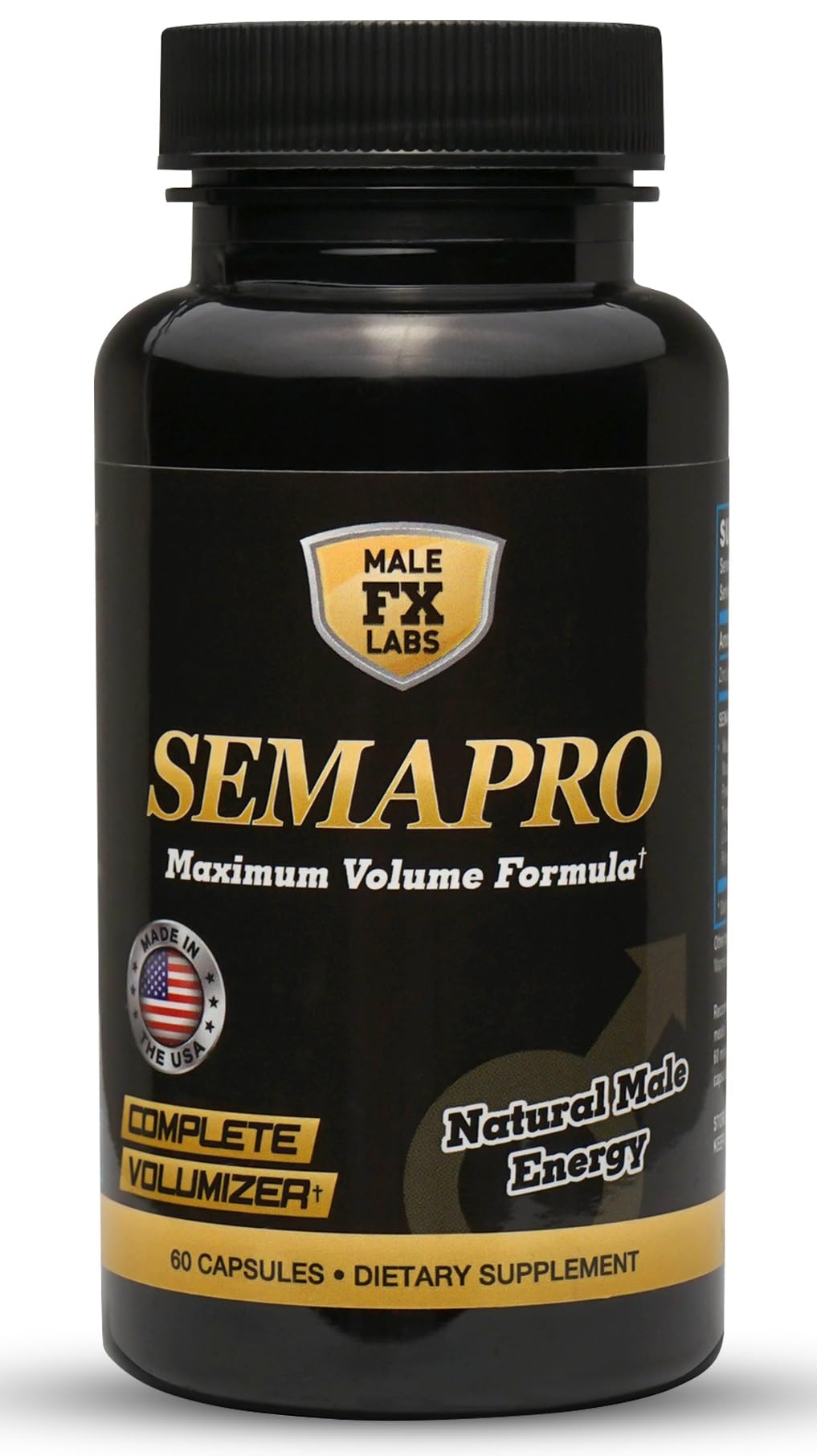 SEMAPRO – bouteille montrant le potentiel de volume et d'énergie masculine.