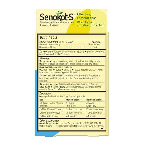 Mode d'emploi Senokot-S pour une ingestion sécurisée et efficace.