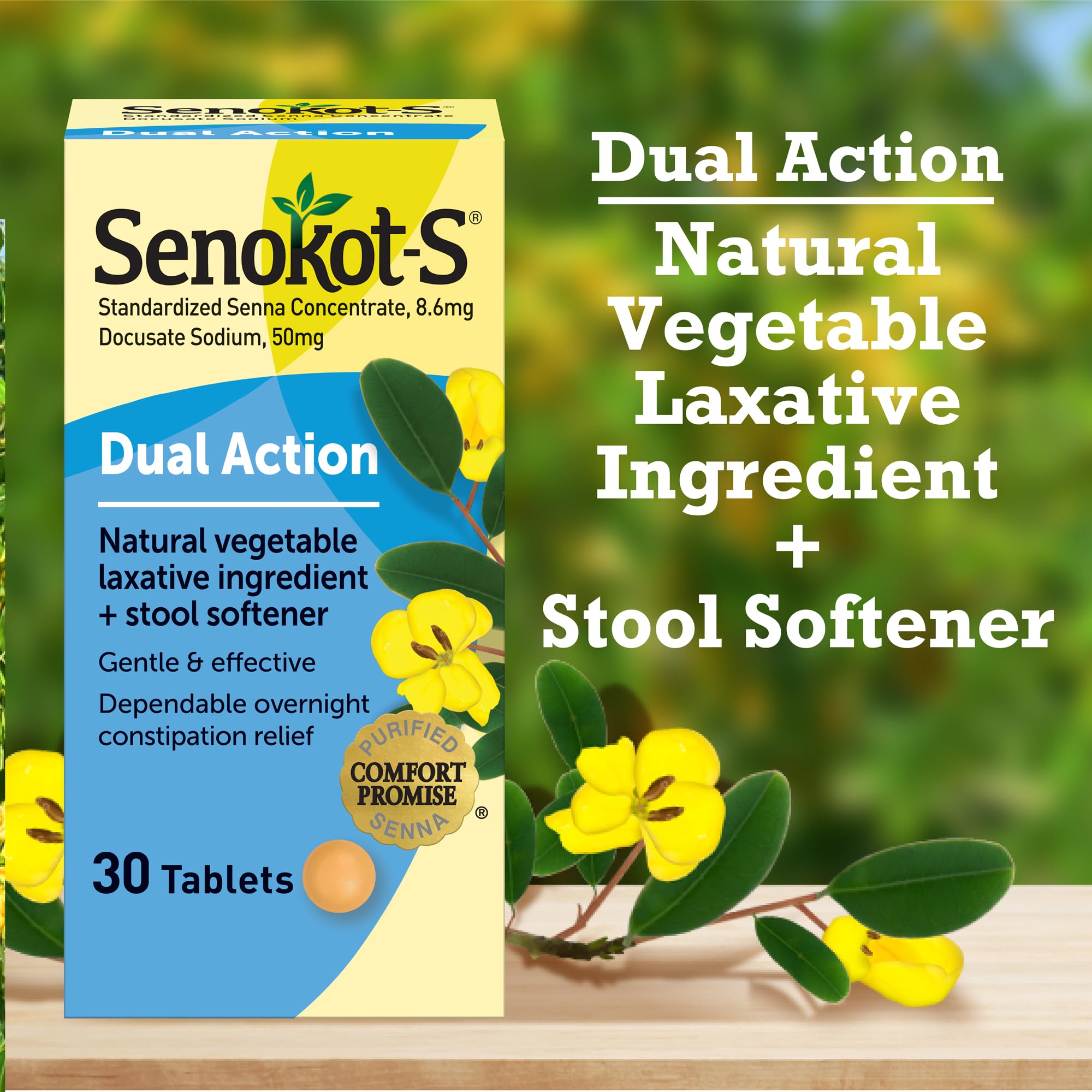 Senokot-S comprimés faciles à avaler pour une routine nocturne.