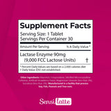 SENSI LATTE Etiquette lactase 9000 FCC, information claire sur l'utilisation quotidienne.