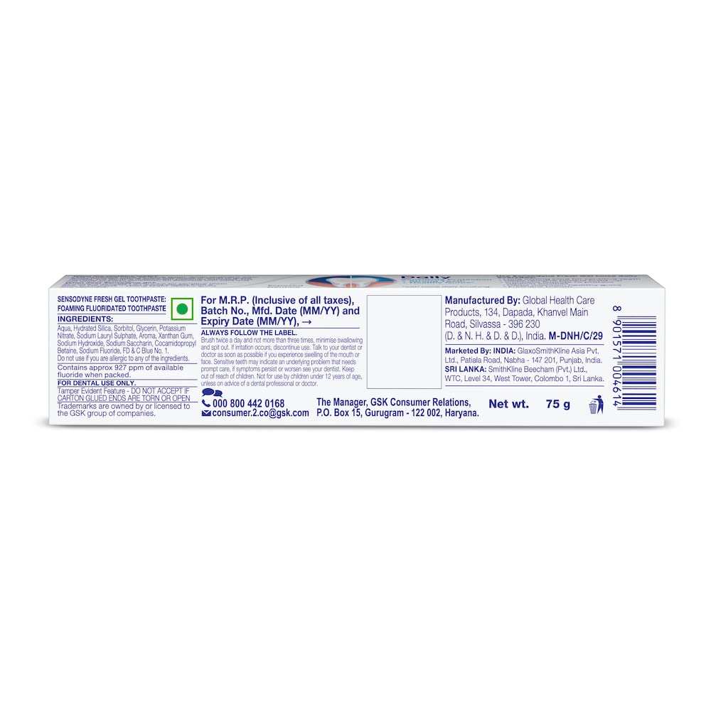 Texture gel sensodyne, facilité de rinçage et sensation nette.