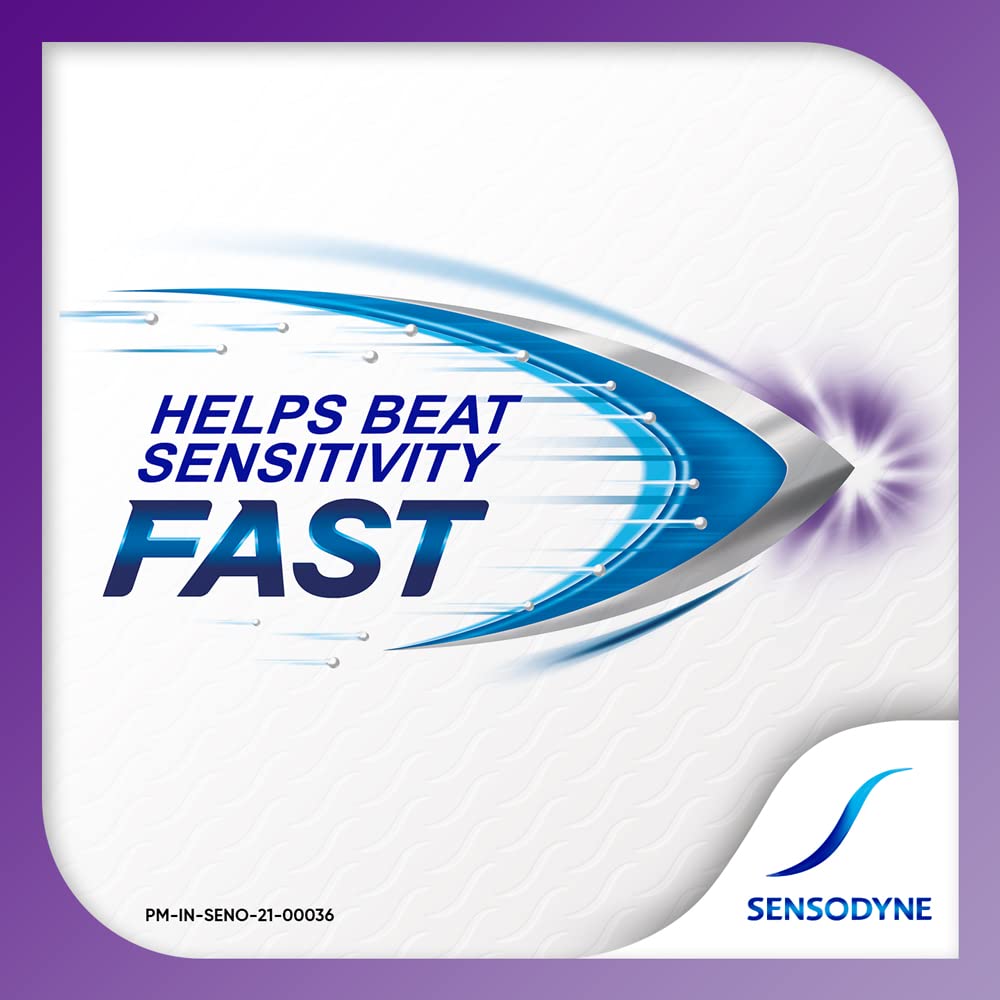 Sensodyne pâte dentaire texture crème, douceur lors du brossage.