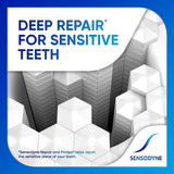 Emballage Sensodyne Repair and Protect dentifrice menthe, visibility claire.