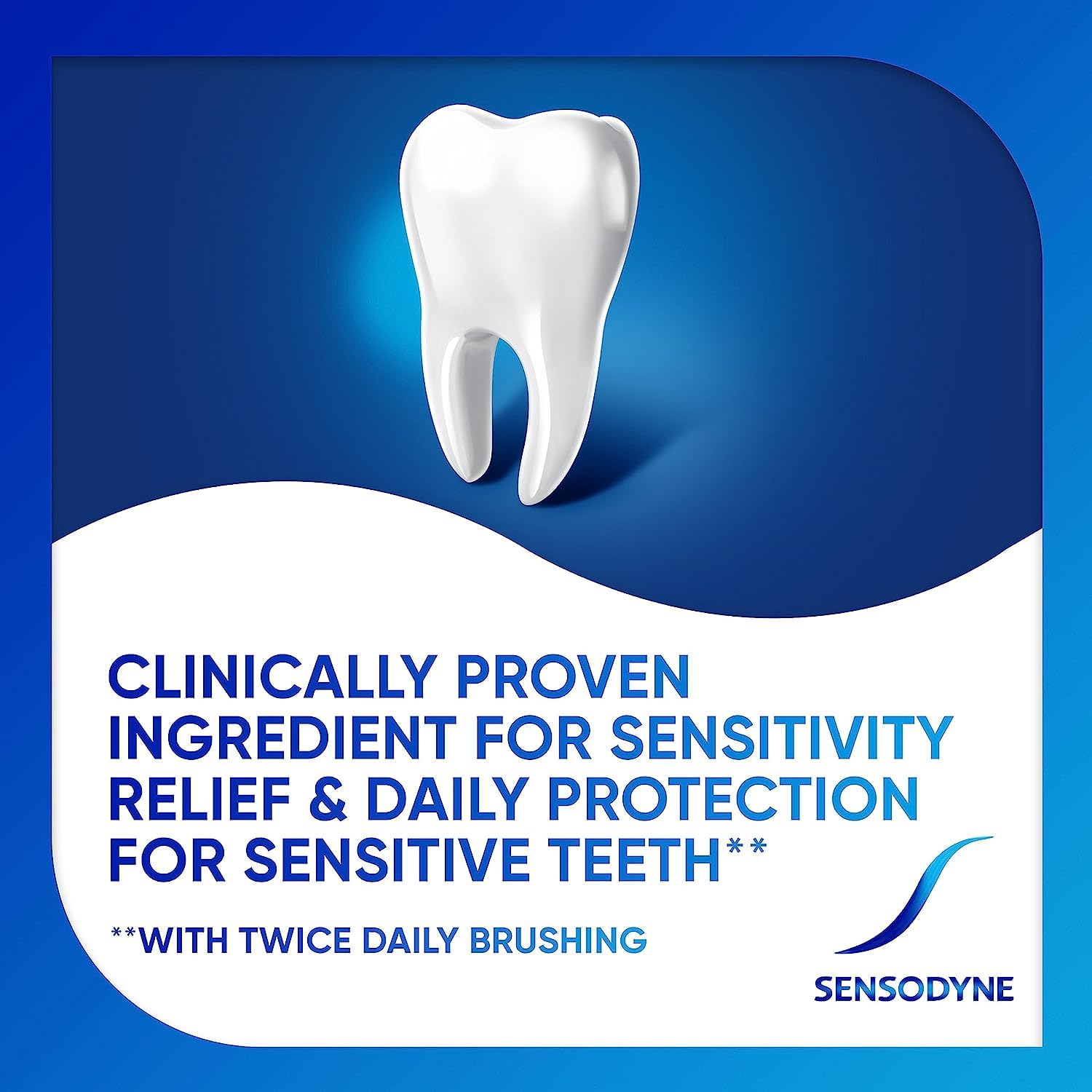 Dentifrice Sensodyne Repair and Protect menthe en utilisation quotidienne.