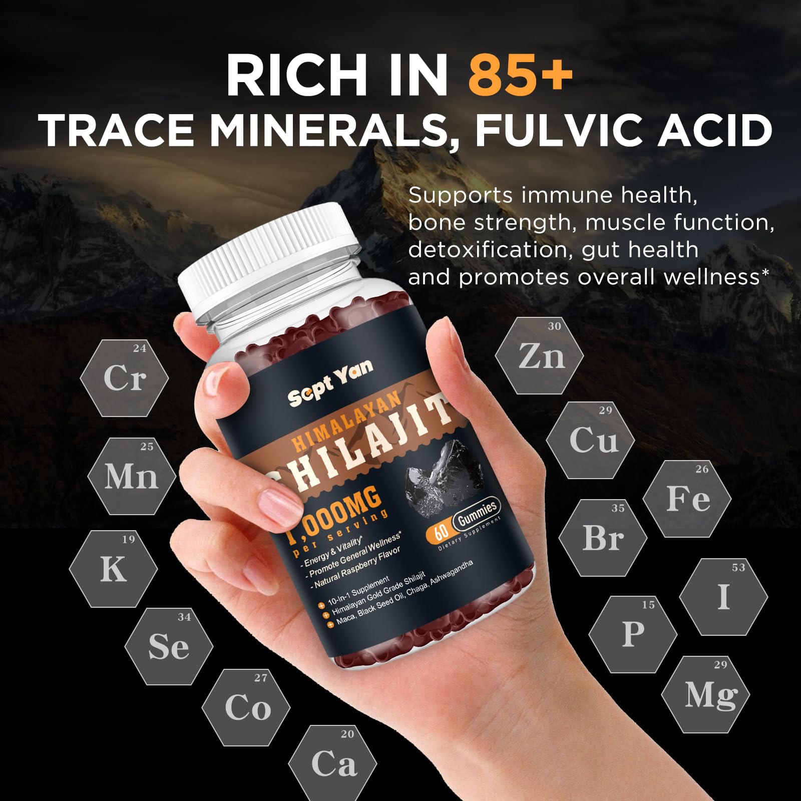 SEPT YAN Shilajit gommes huile de nigelle curcuma équilibre vitalité