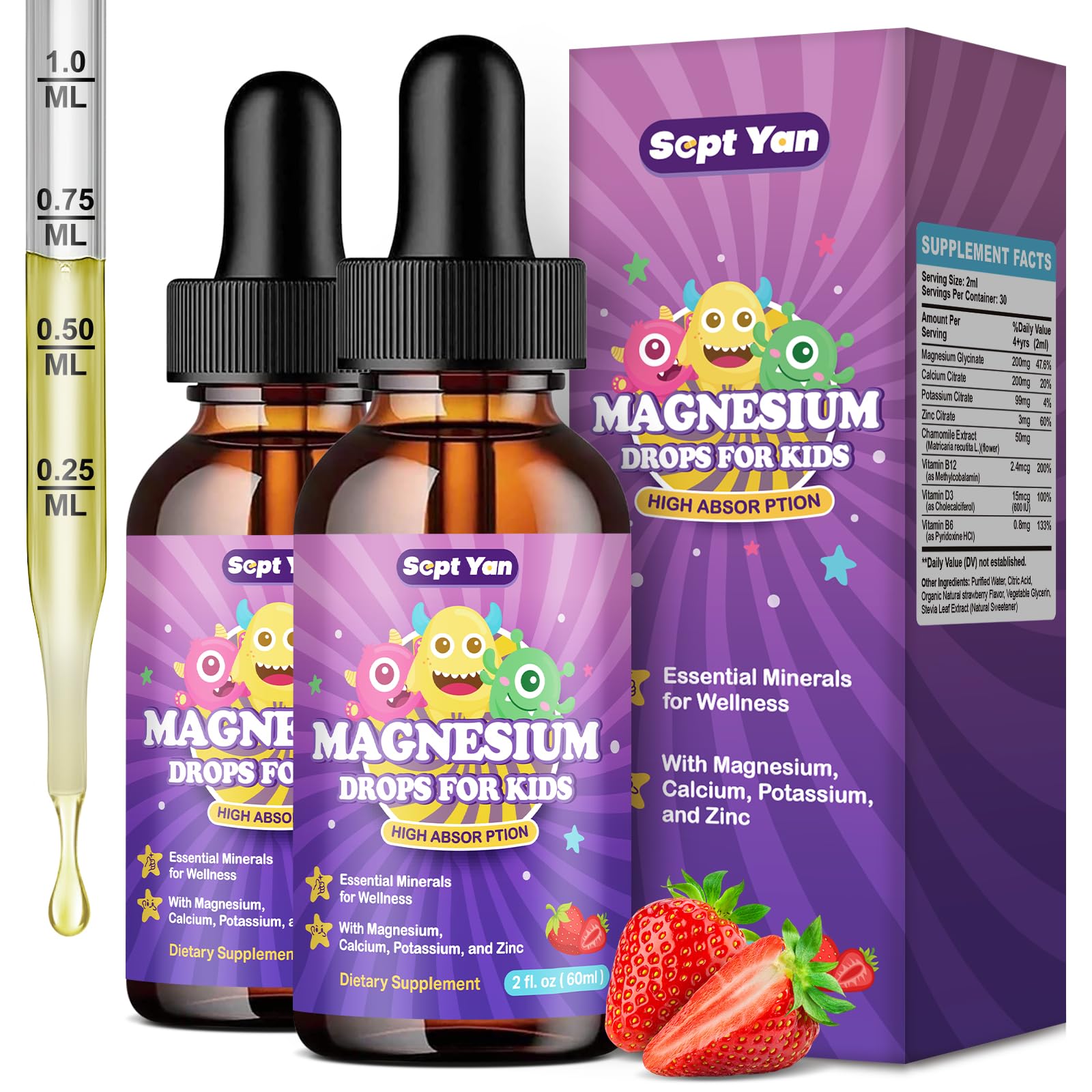 Sept YAN glycinate magnésium enfants – bouteille pratique pour l’usage quotidien