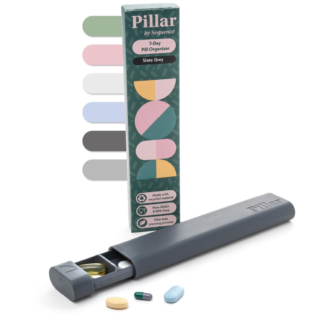Sequence Pillar : boite-semaine élégante pour organiser vos pilules quotidiennes.