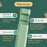 Sequence Pillar utilisé au quotidien pour organiser médicaments et compléments.