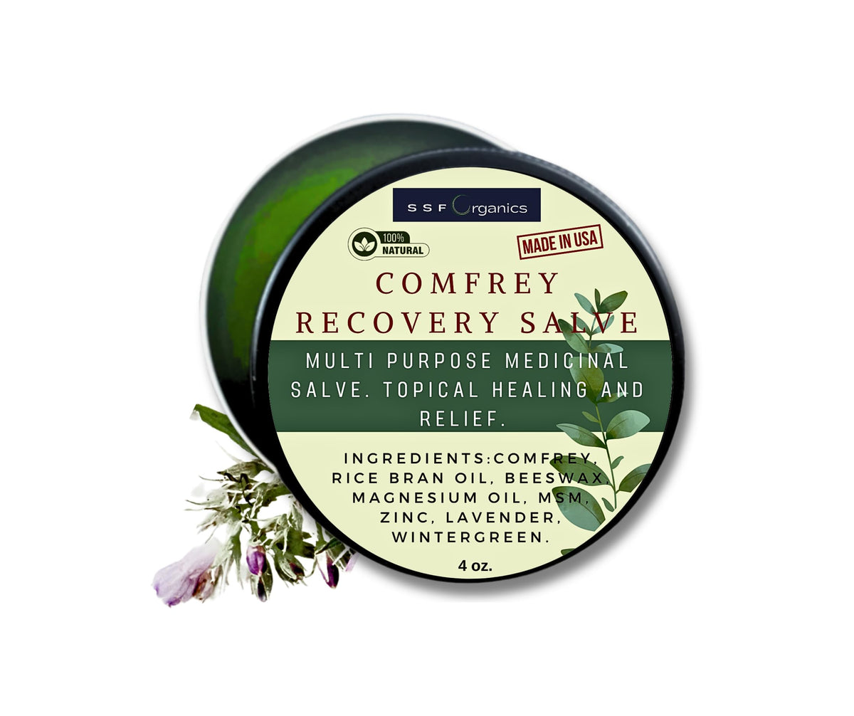 Baume Consoude Serendipitous Summer Farms, emballage et soin naturel de la peau.