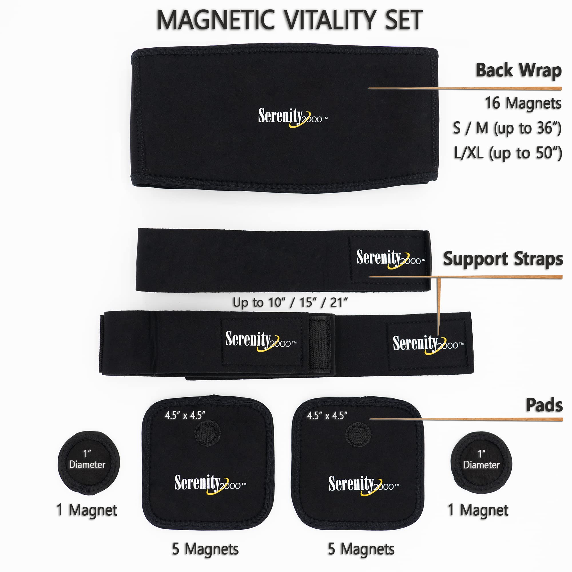 SERENITY2000 sangles-de-maintien pour maintenir les pads en place.