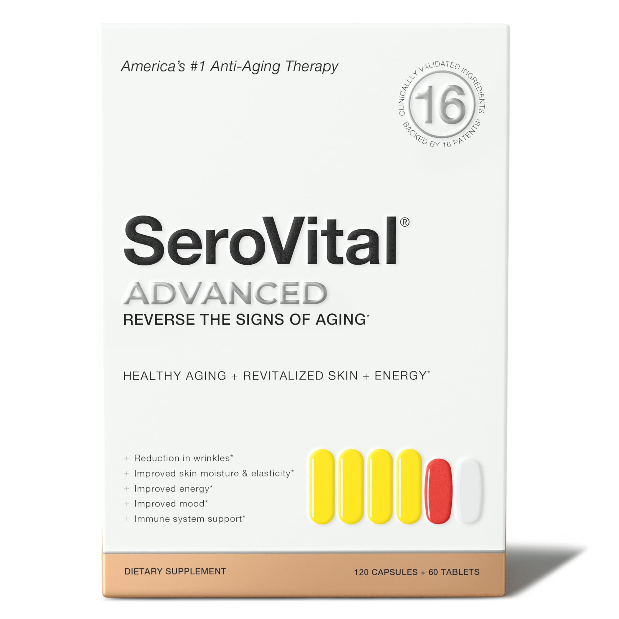 Serovital Advanced – bouteille élégante, soutien peau et énergie au quotidien.